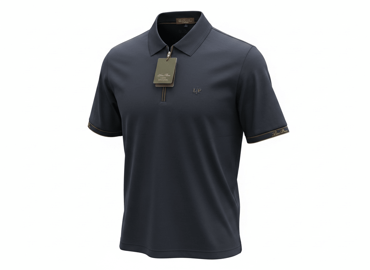 Loro Piana Navy Zip Polo Shirt 🔵✨ Luxury Half - Zip Signature Fit - MASTERPIECE