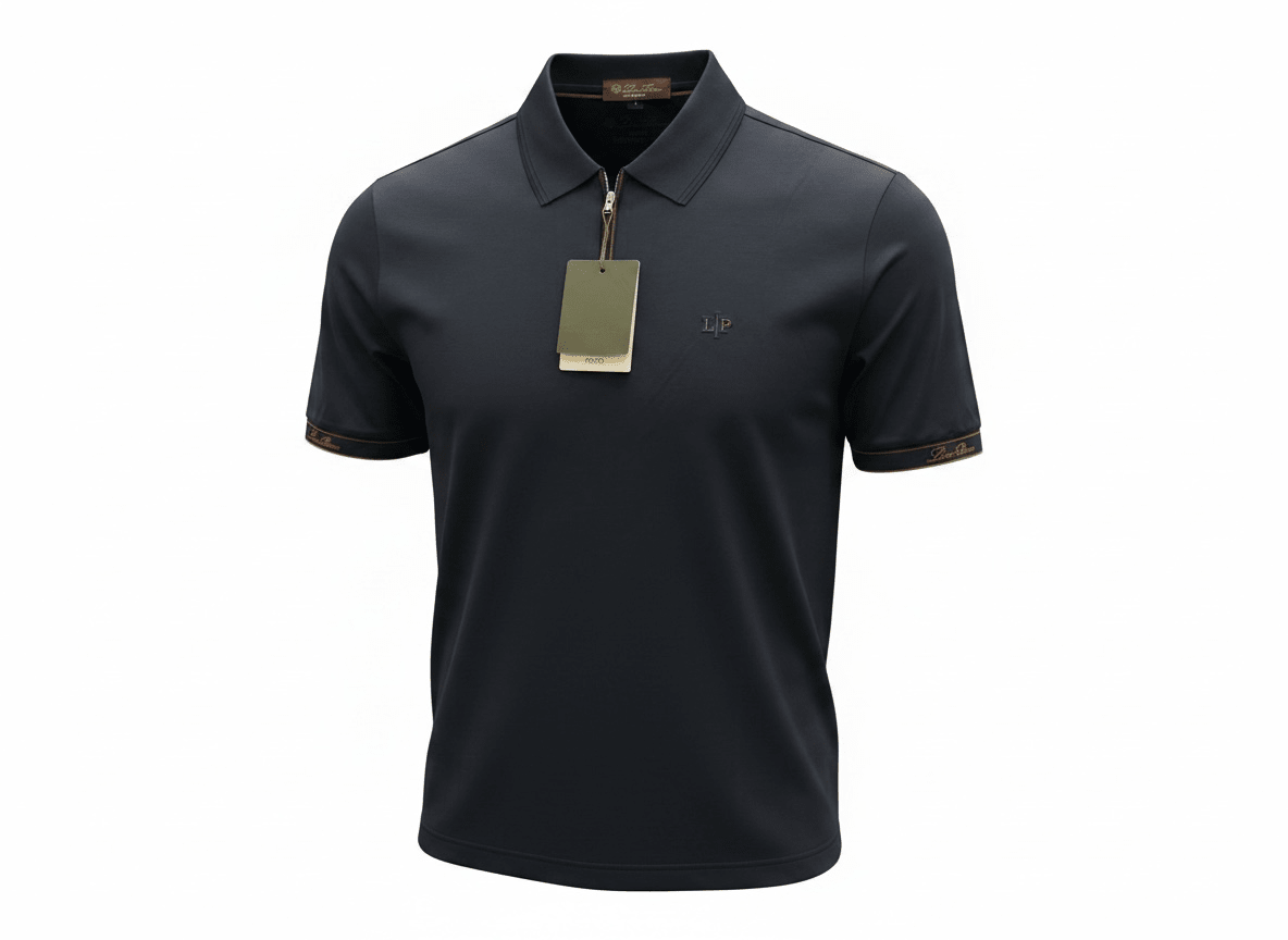 Loro Piana Navy Zip Polo Shirt 🔵✨ Luxury Half - Zip Signature Fit - MASTERPIECE