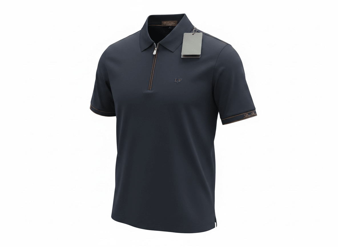 Loro Piana Navy Zip Polo Shirt 🔵✨ Luxury Half - Zip Signature Fit - MASTERPIECE