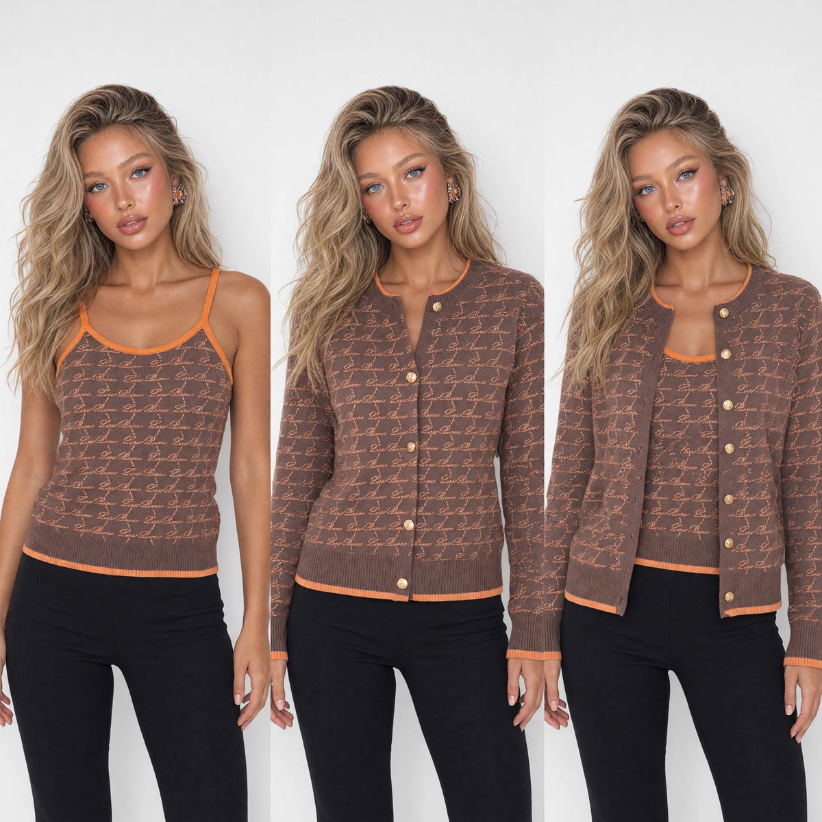 Loro piana Script Knit Set โ Brown & Orange - MASTERPIECE