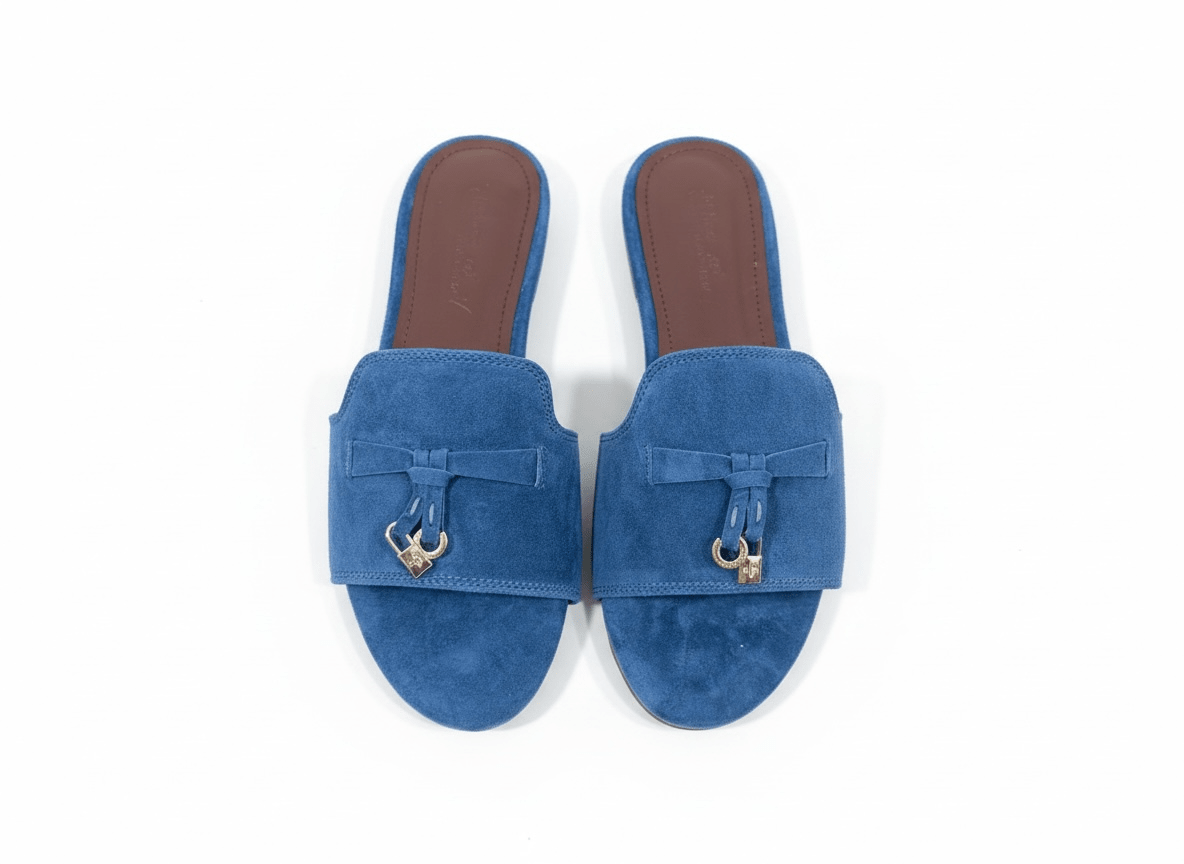 LORO PIANA Style Blue Suede Slides 💙✨ | Casual Luxury Edition - MASTERPIECE