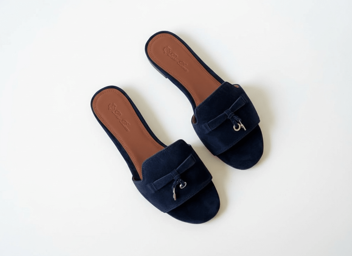 LORO PIANA Style Navy Suede Slides 💙✨ | Elegant Minimal Edition - MASTERPIECE