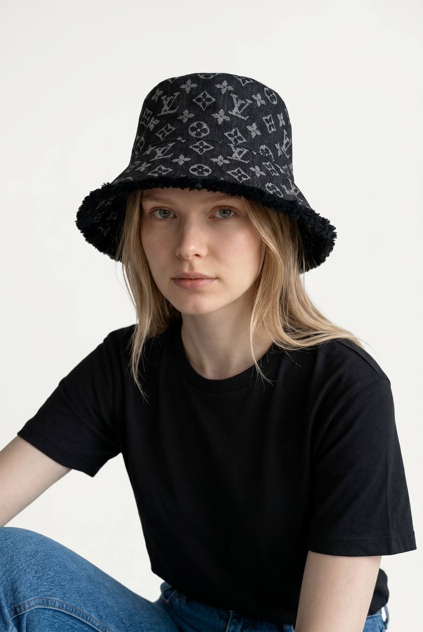 🧢 Louis Vuitton Black Monogram Bucket Hat | Frayed Edge Luxury Streetwear 🖤✨ - MASTERPIECE