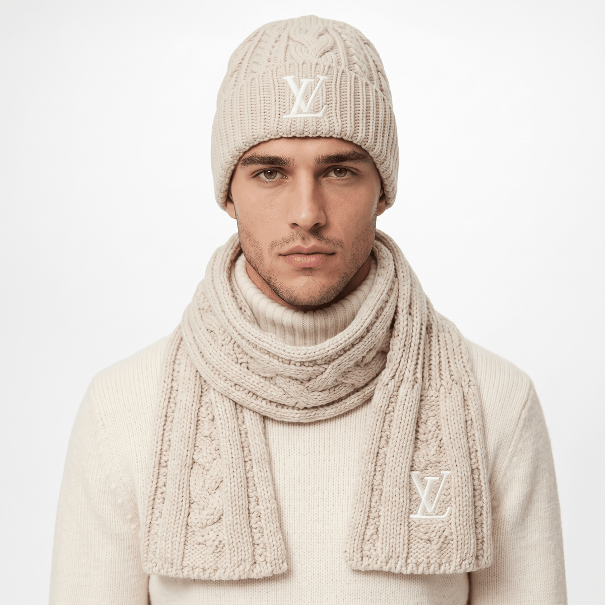 Louis Vuitton Cable Knit Beanie & Scarf Set — Ivory - MASTERPIECE