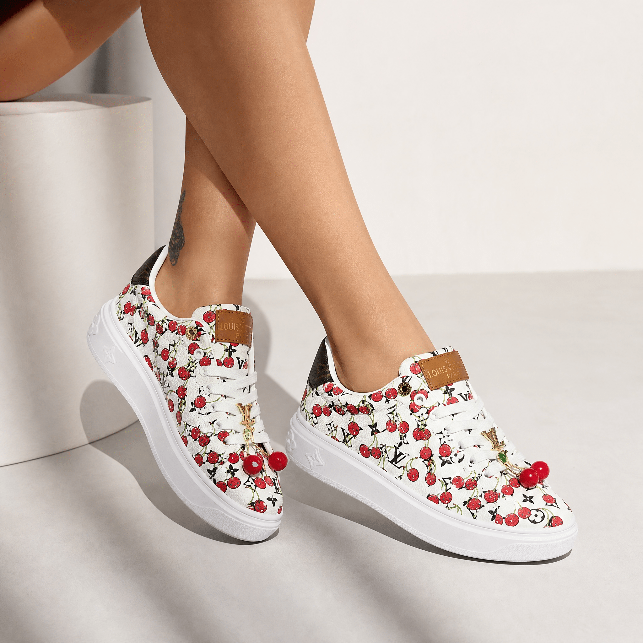 Louis Vuitton Cherry Blossom Monogram Platform Sneakers 🍒🤍 - MASTERPIECE