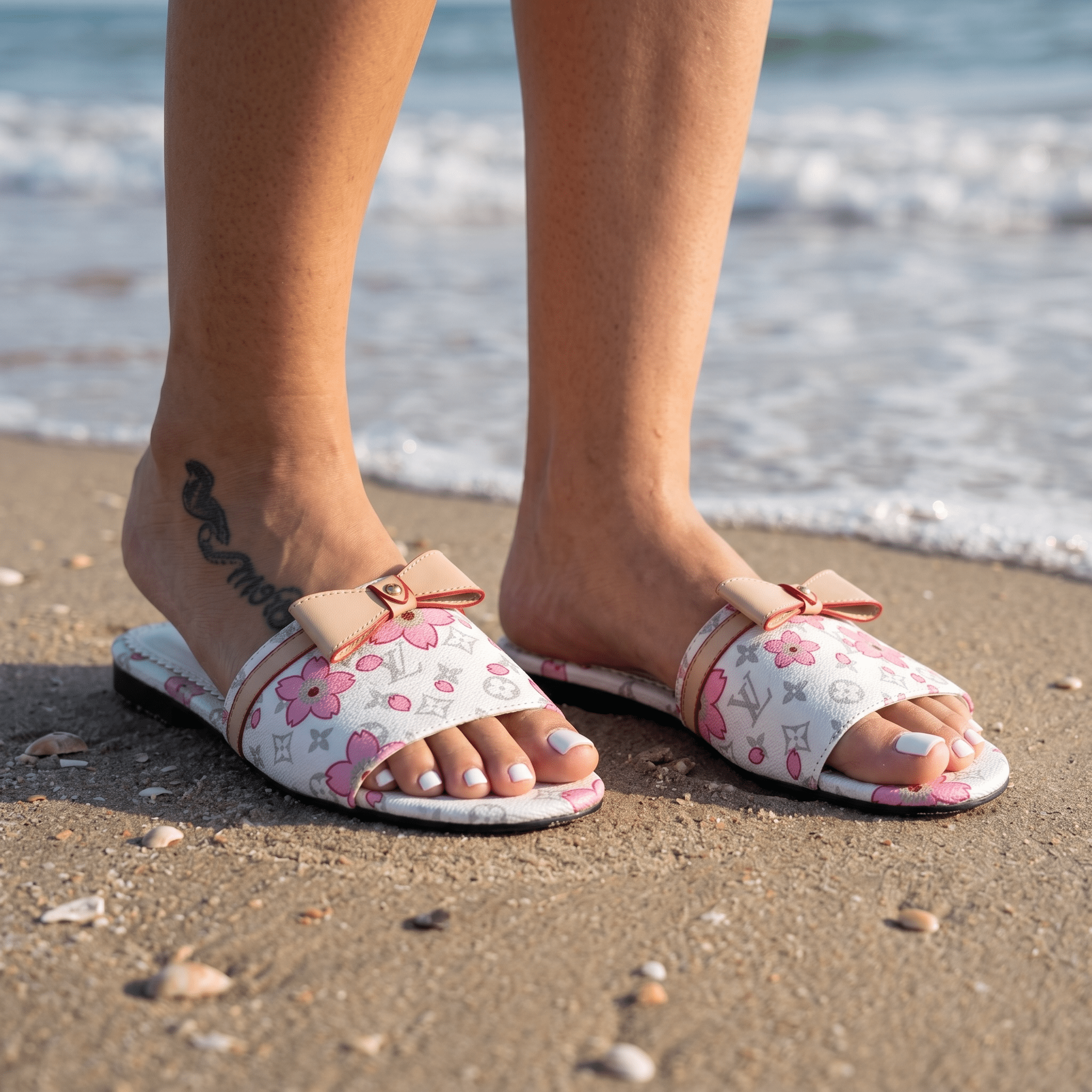 Louis Vuitton Cherry Blossom Slides – White Monogram Edition 🌸🤍 - MASTERPIECE