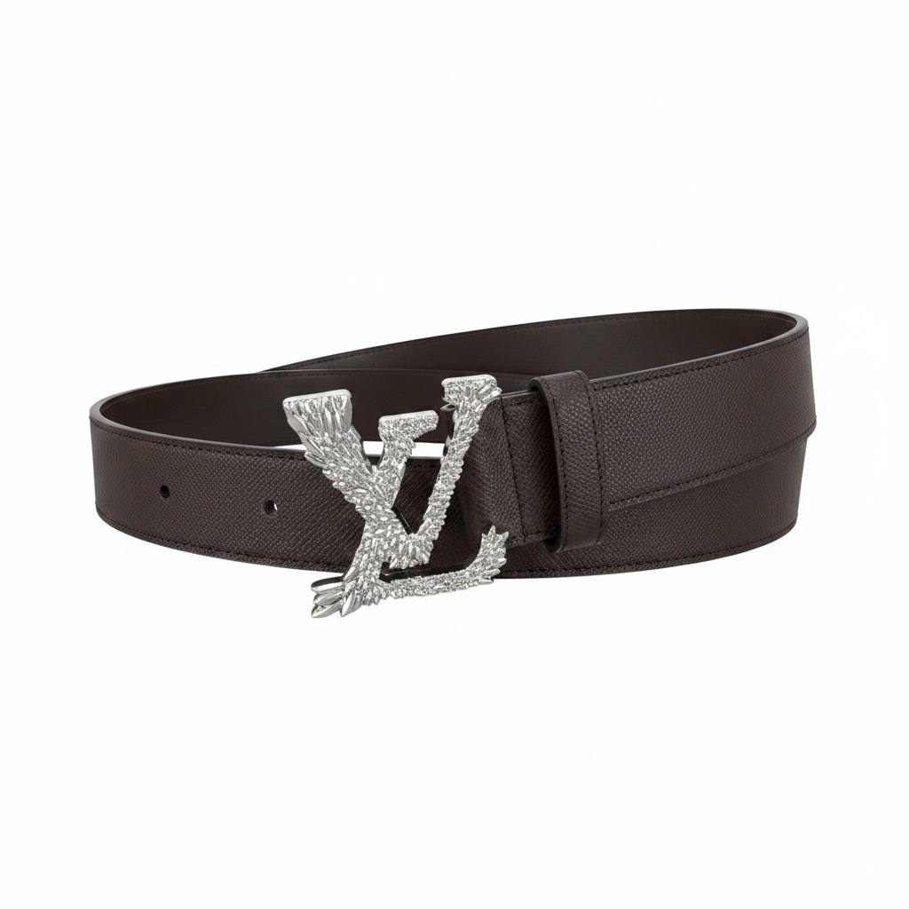 Louis Vuitton Crystal LV Initials Leather Belt – Dark Brown Luxury Edition-125🤎✨ - MASTERPIECE