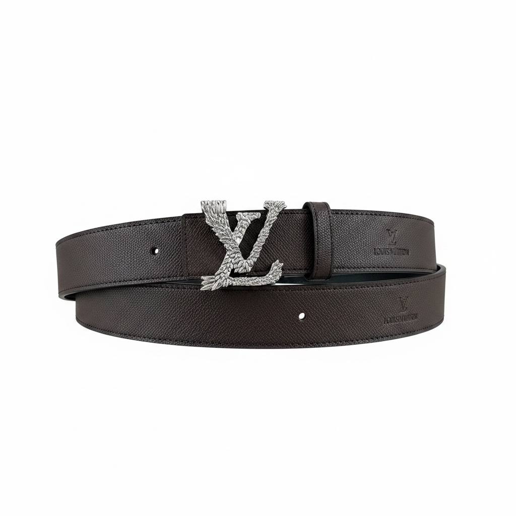 Louis Vuitton Crystal LV Initials Leather Belt – Dark Brown Luxury Edition-125🤎✨ - MASTERPIECE