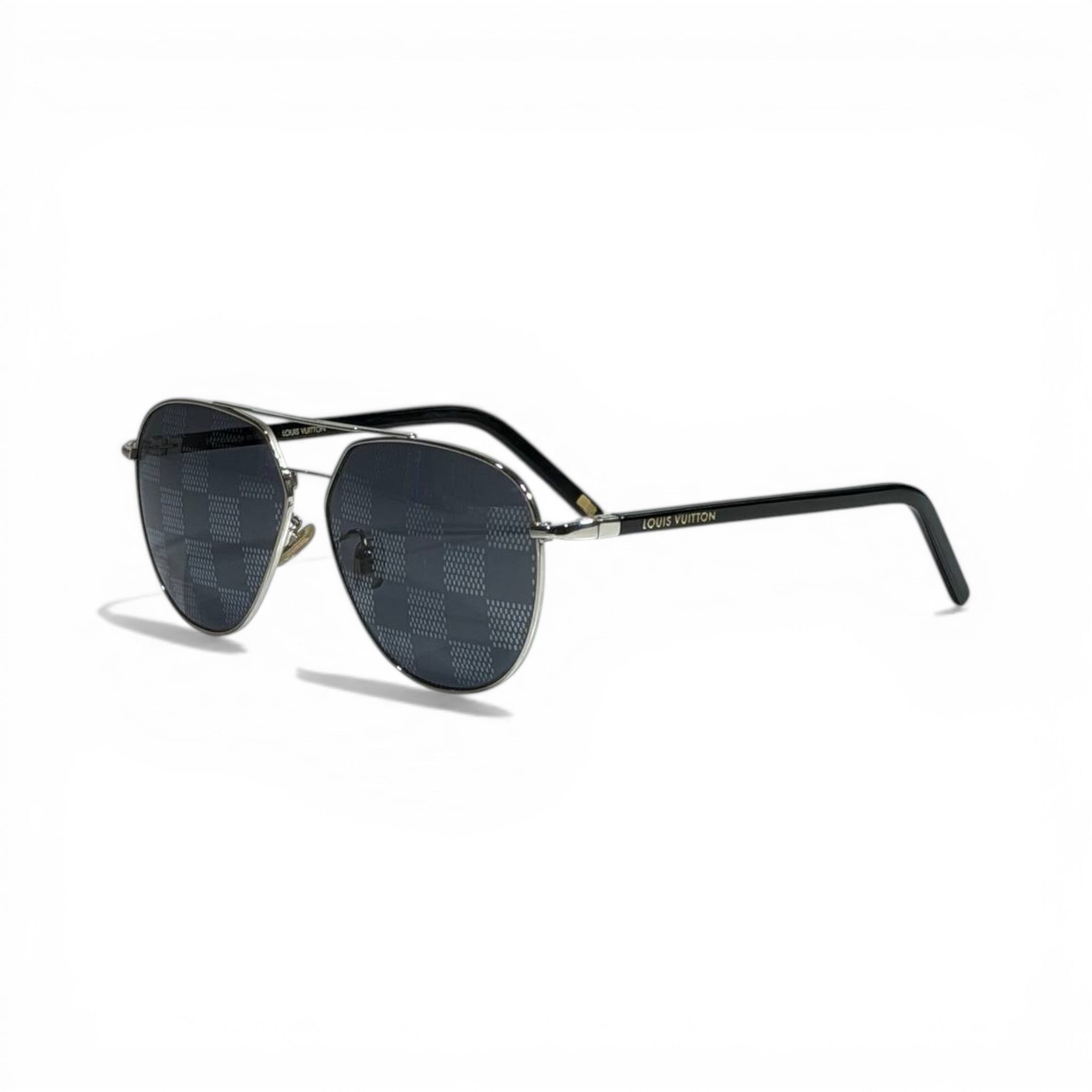 Louis Vuitton Damier Aviator Sunglasses ✨🕶️ Luxury Metal Frame UV Protection Shades - MASTERPIECE