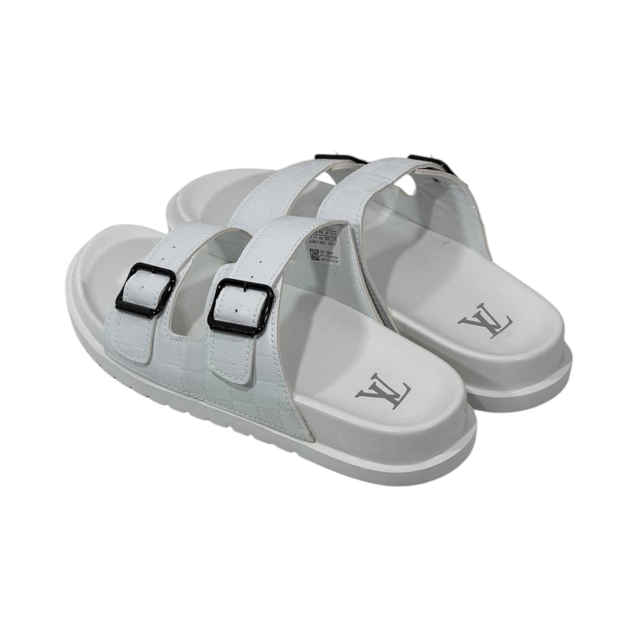 🤍 Louis Vuitton Damier Azur Double-Buckle Slides – Clean Luxury, Timeless Style - MASTERPIECE