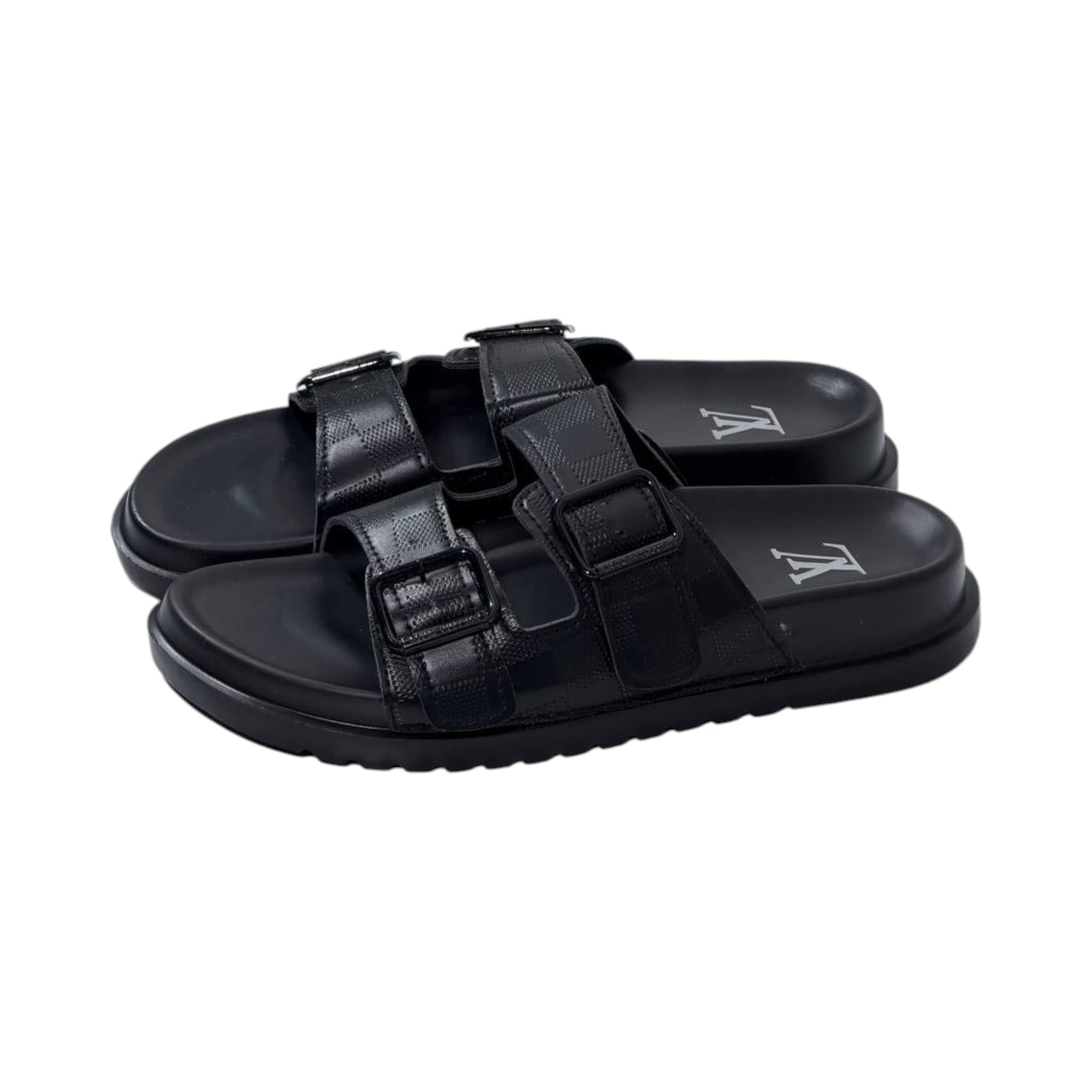 🖤 Louis Vuitton Damier Eclipse Double-Buckle Slides – Modern Luxury, Everyday Comfort - MASTERPIECE