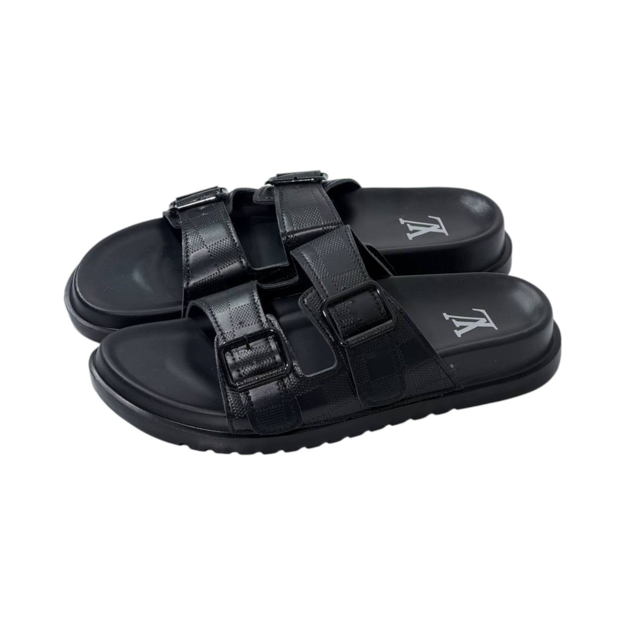 🖤 Louis Vuitton Damier Eclipse Double-Buckle Slides – Modern Luxury, Everyday Comfort - MASTERPIECE