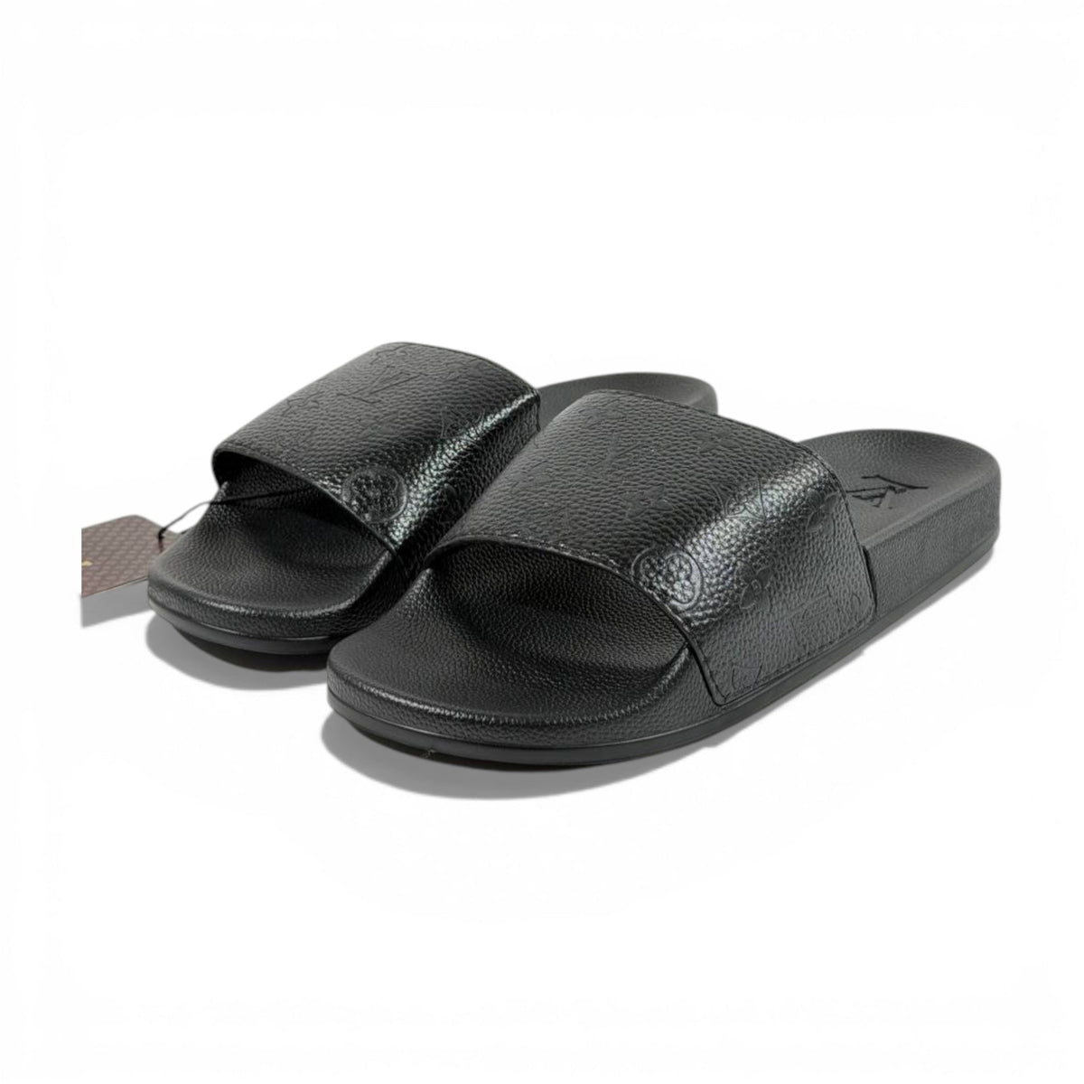 🖤 Louis Vuitton Embossed Slides – Black Luxe Edition ✨ - MASTERPIECE