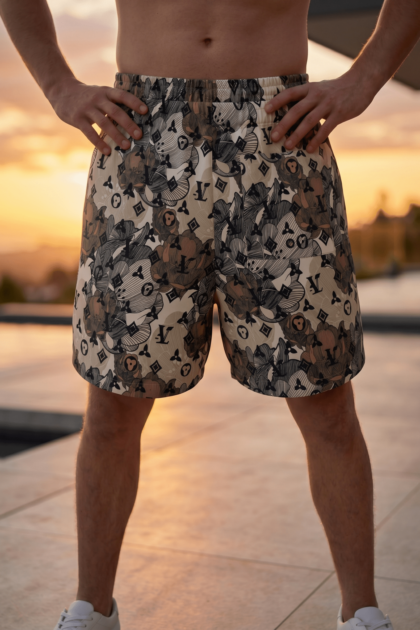 Louis Vuitton Floral Monogram Swim Shorts – Beige Multi 🌺🩳✨ - MASTERPIECE