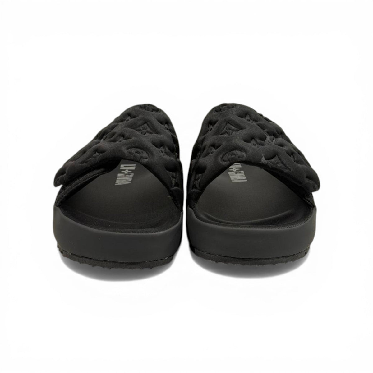 LOUIS VUITTON Luxury Black Monogram Slide Sandals – Embossed Design & Minimal Premium Style 👟 - MASTERPIECE