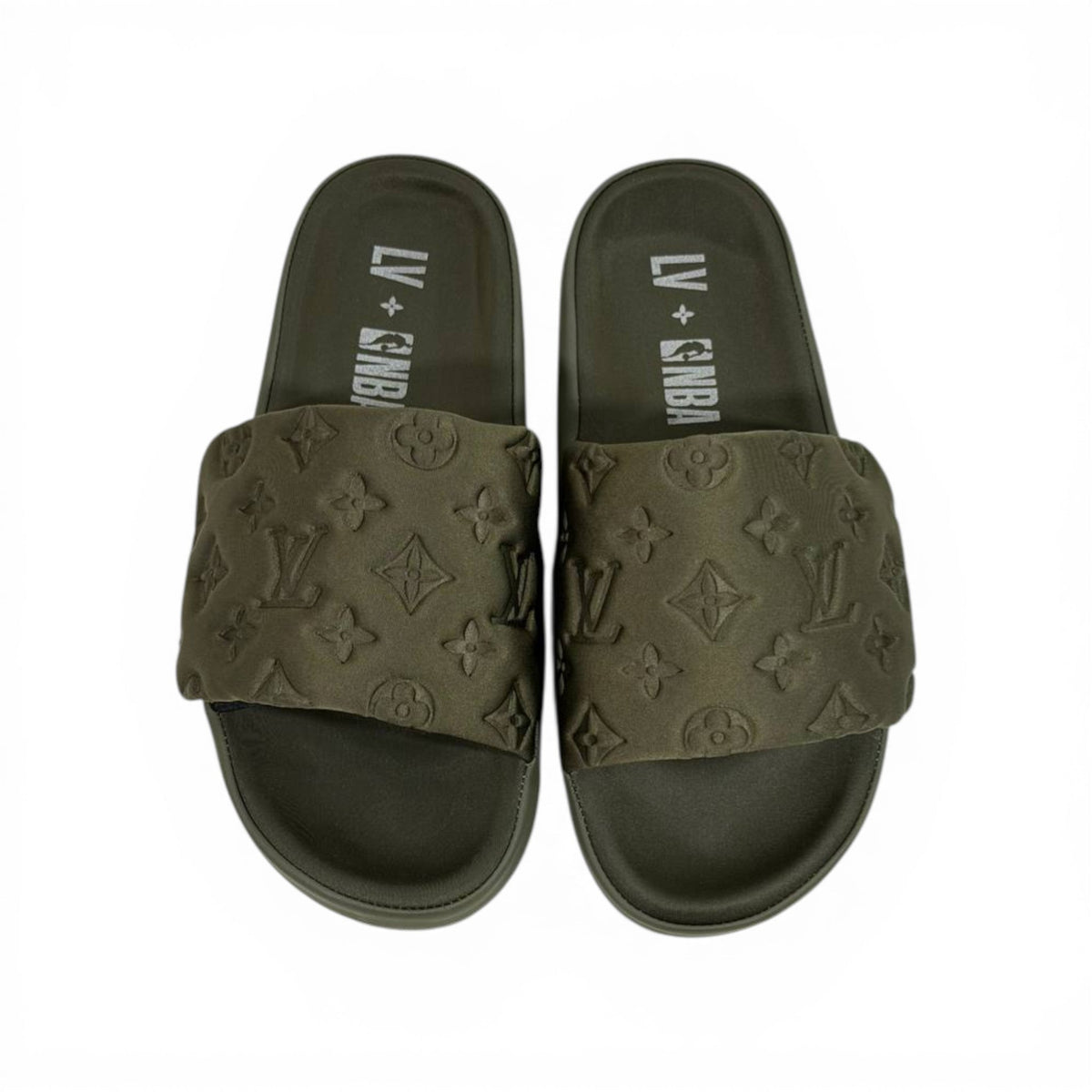 LOUIS VUITTON Luxury Olive Monogram Slide Sandals – Embossed Design & Premium Minimal Style 👟✨ - MASTERPIECE
