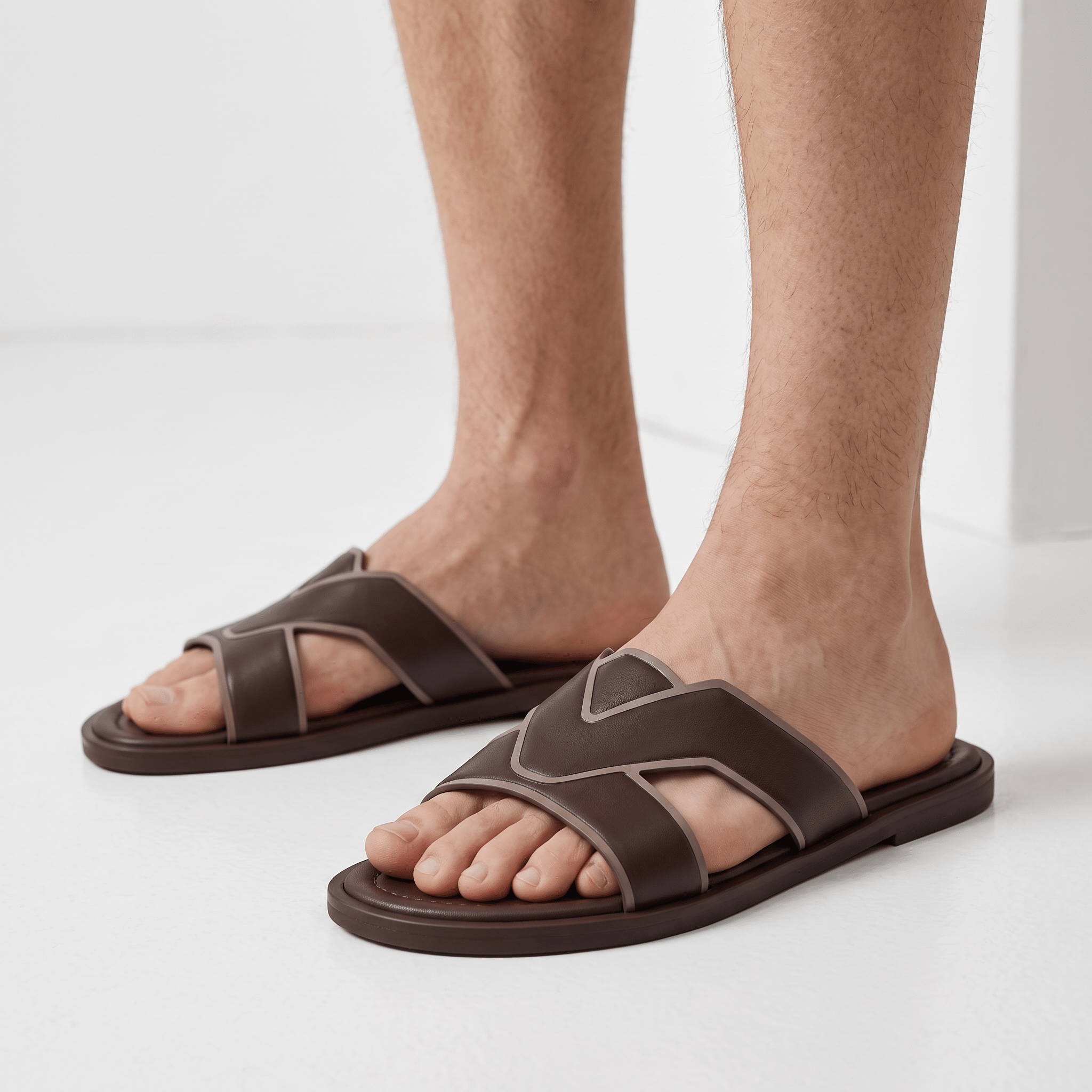 Louis Vuitton LV Cross Strap Leather Slides – Brown - MASTERPIECE