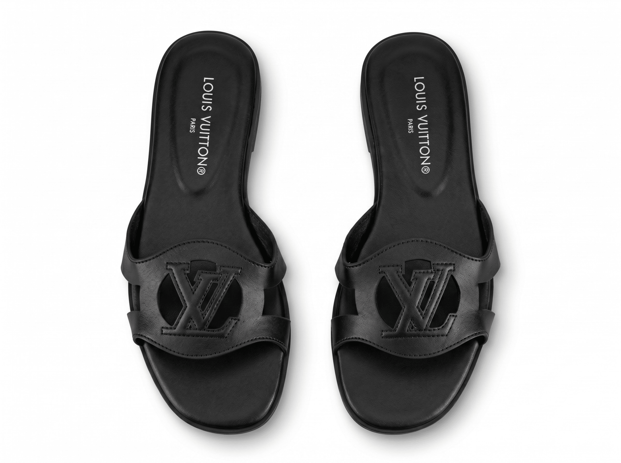 Louis Vuitton LV Cut-Out Flat Sandals โ Black ๐คโจ - MASTERPIECE