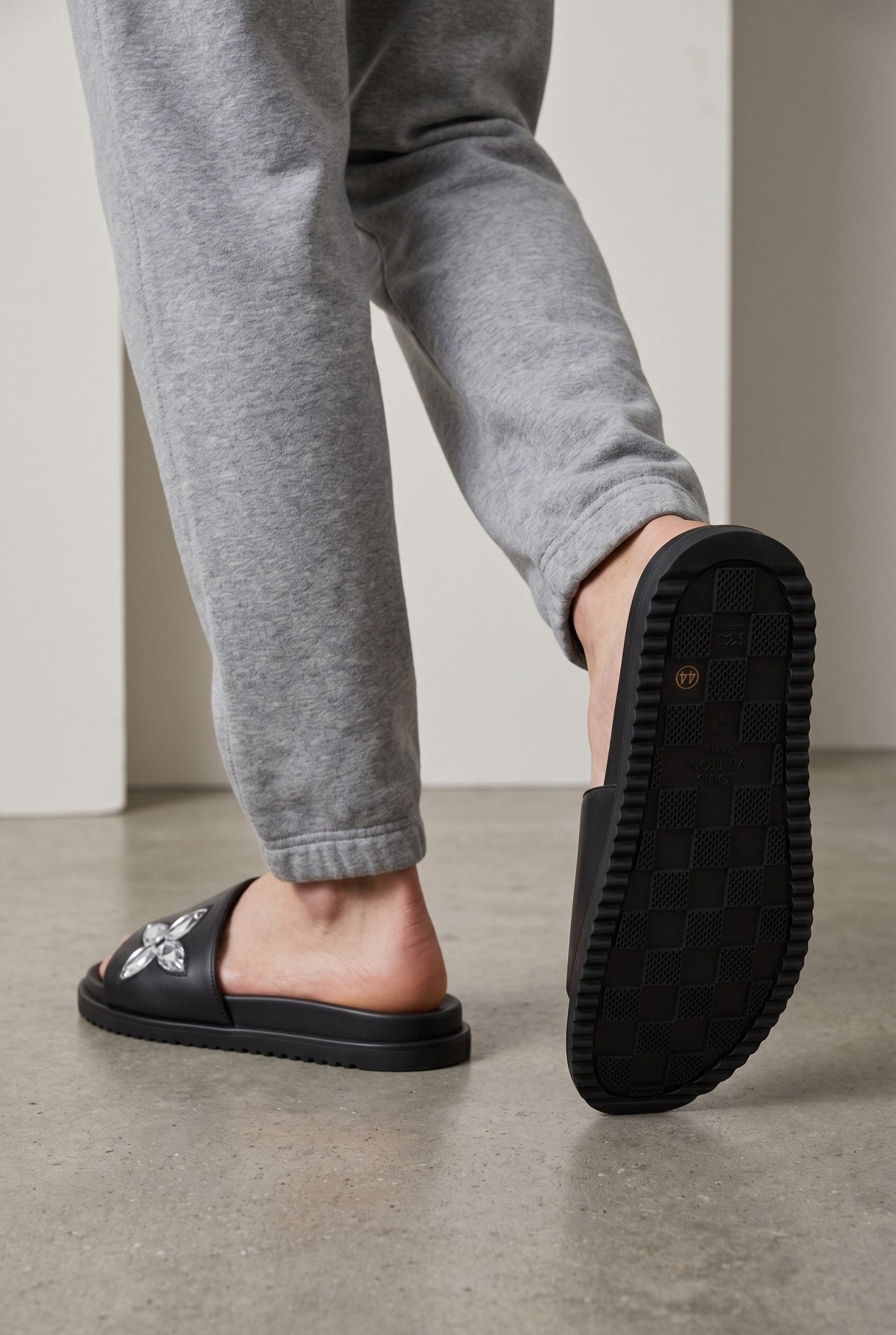Louis Vuitton Monogram Flower Black Slides - MASTERPIECE