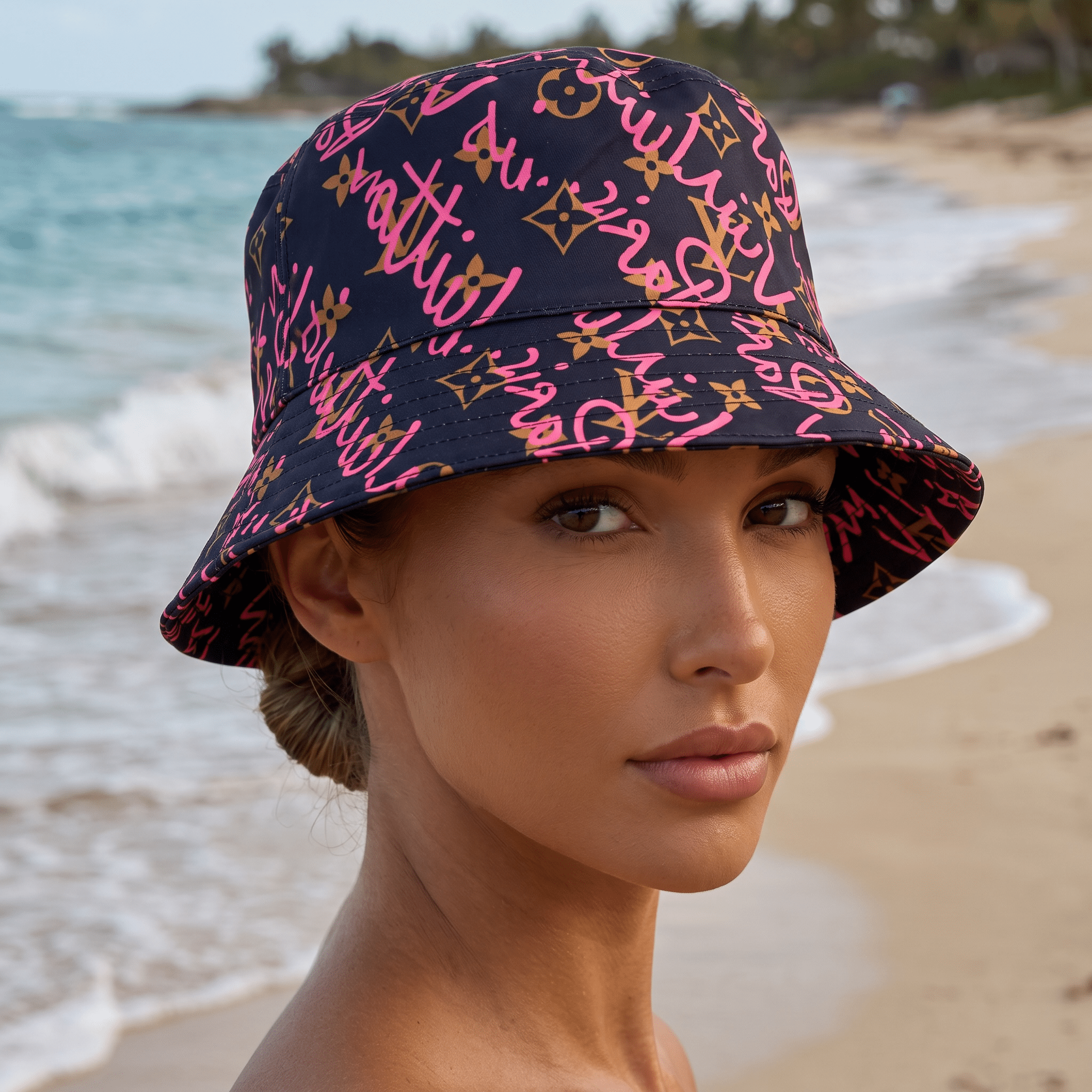 Louis Vuitton Monogram Graffiti Bucket Hat – Black/Pink 🖤💖 - MASTERPIECE