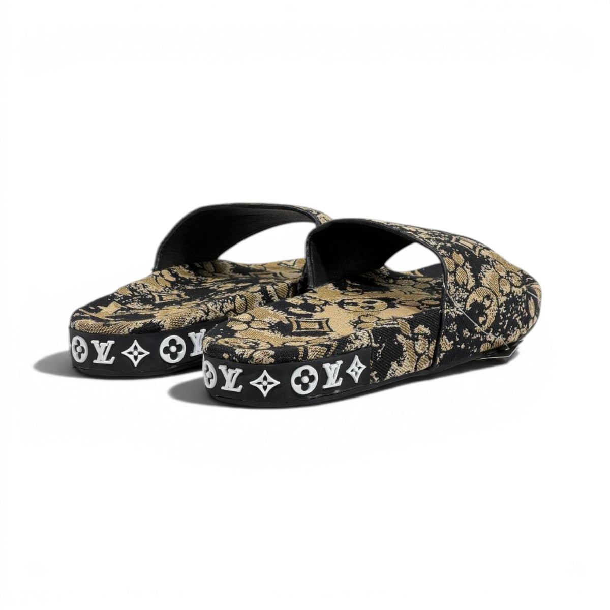 Louis Vuitton Monogram Inspired Slide Sandals – Luxury Designer Comfort Slippers ✨🖤 - MASTERPIECE