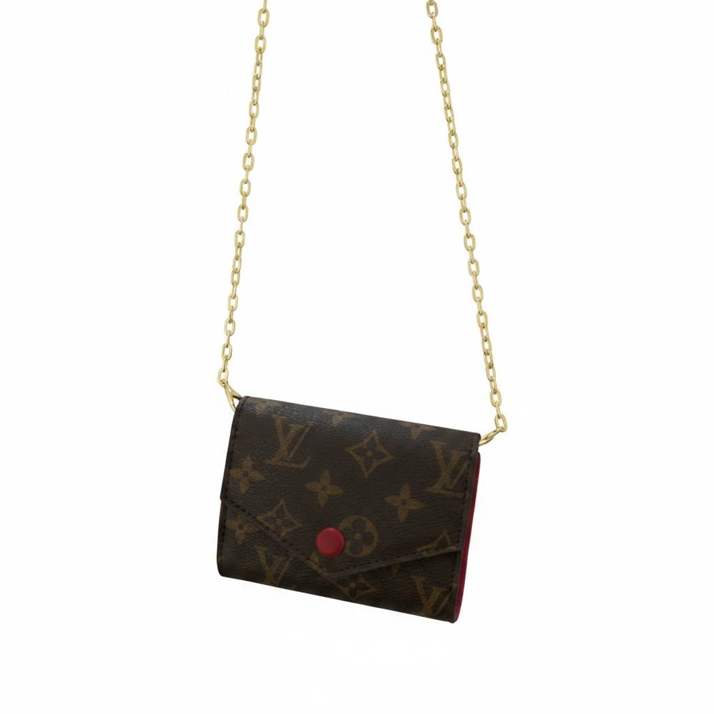 Louis Vuitton Monogram Mini Chain Wallet – Luxury Crossbody Bag Brown & Red ✨👜 - MASTERPIECE