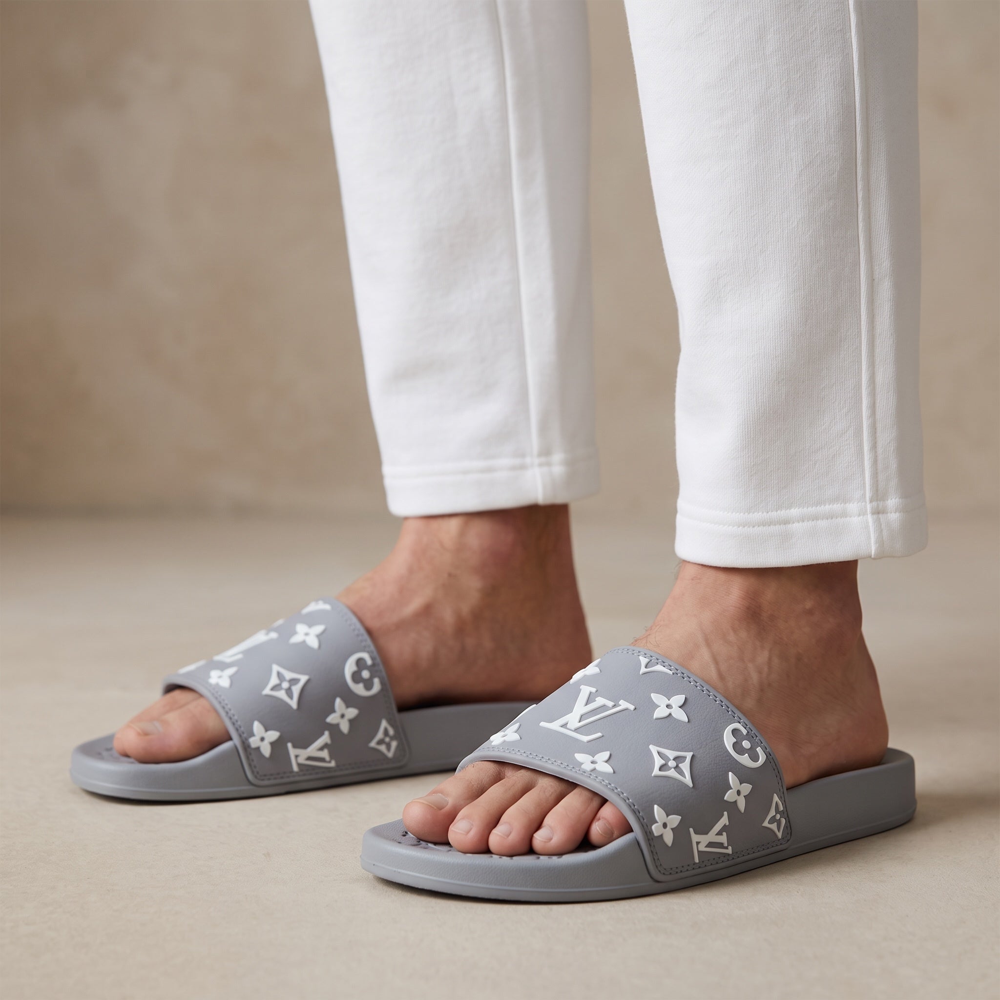 Louis Vuitton Monogram Pool Slides – Grey 🩴 - MASTERPIECE
