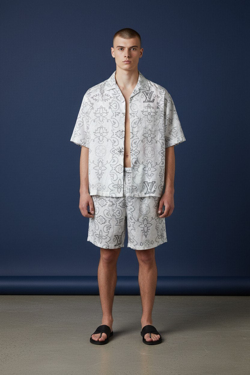 Louis Vuitton Monogram Resort Set – White Luxury Summer Co-Ord for Men 🤍🌴 - MASTERPIECE