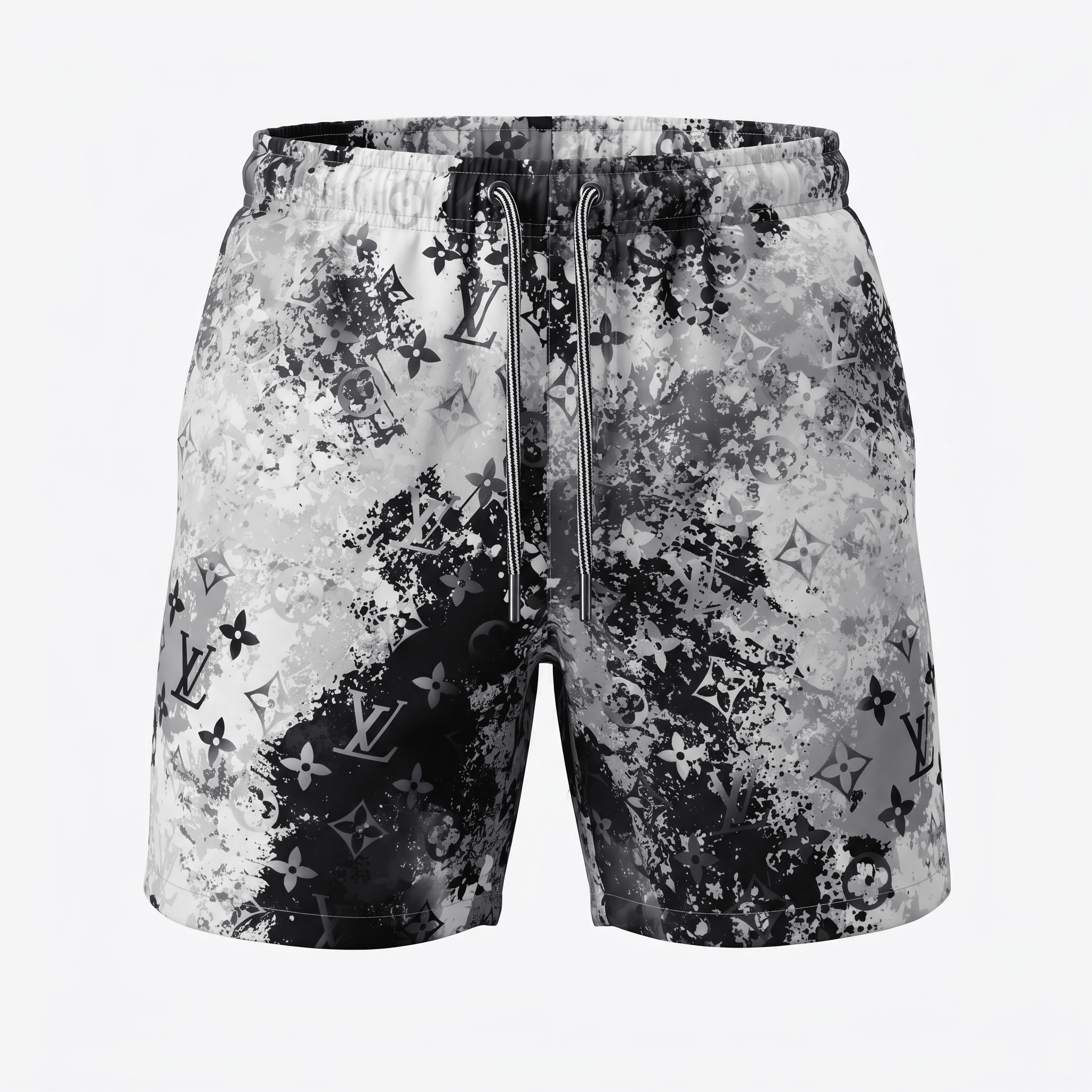 Louis Vuitton Monogram Splash Swim Shorts – Black & White 🖤🤍🌊 - MASTERPIECE