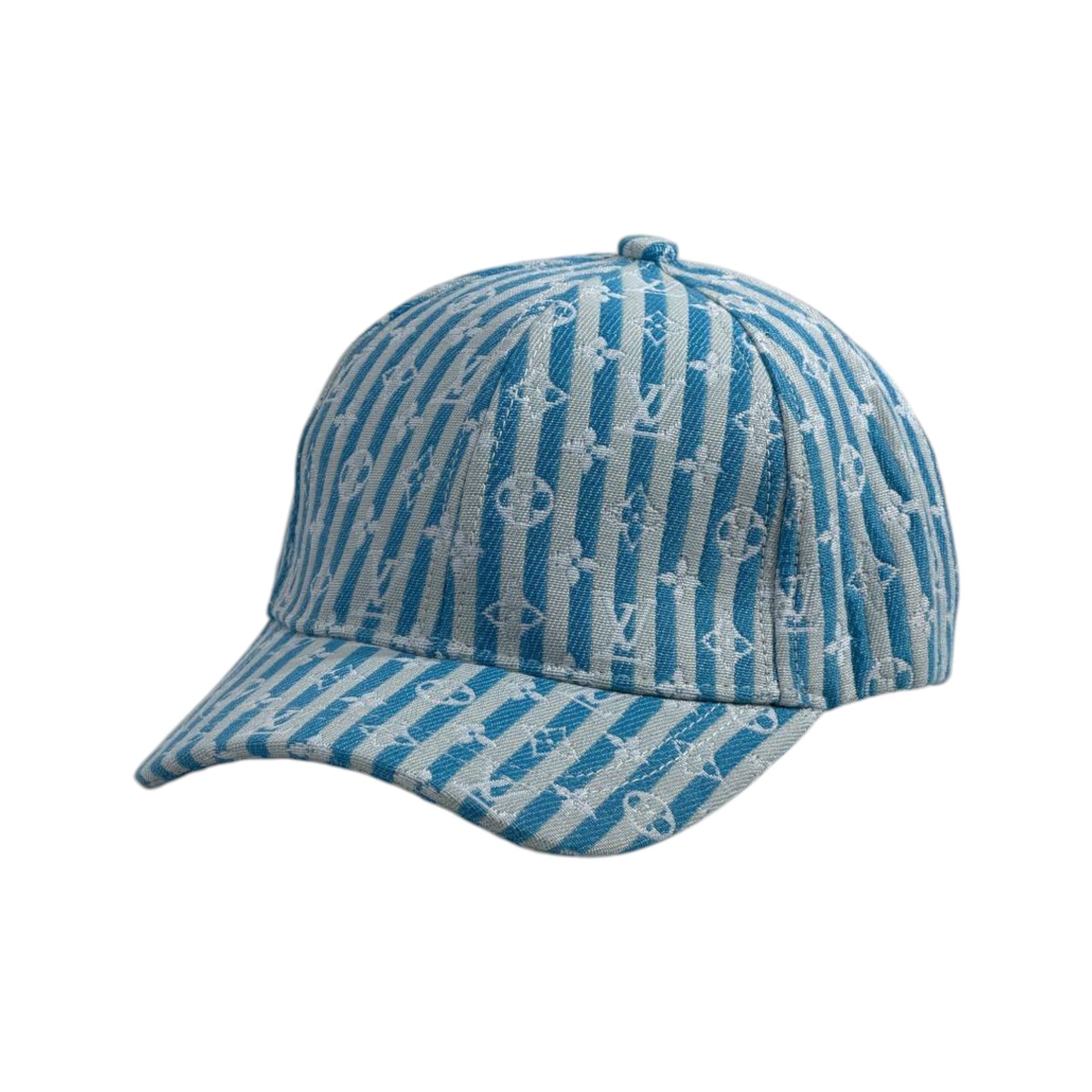 💙 Louis Vuitton Monogram Stripe Blue Cap | Luxury Denim Style Hat 🧢 - MASTERPIECE