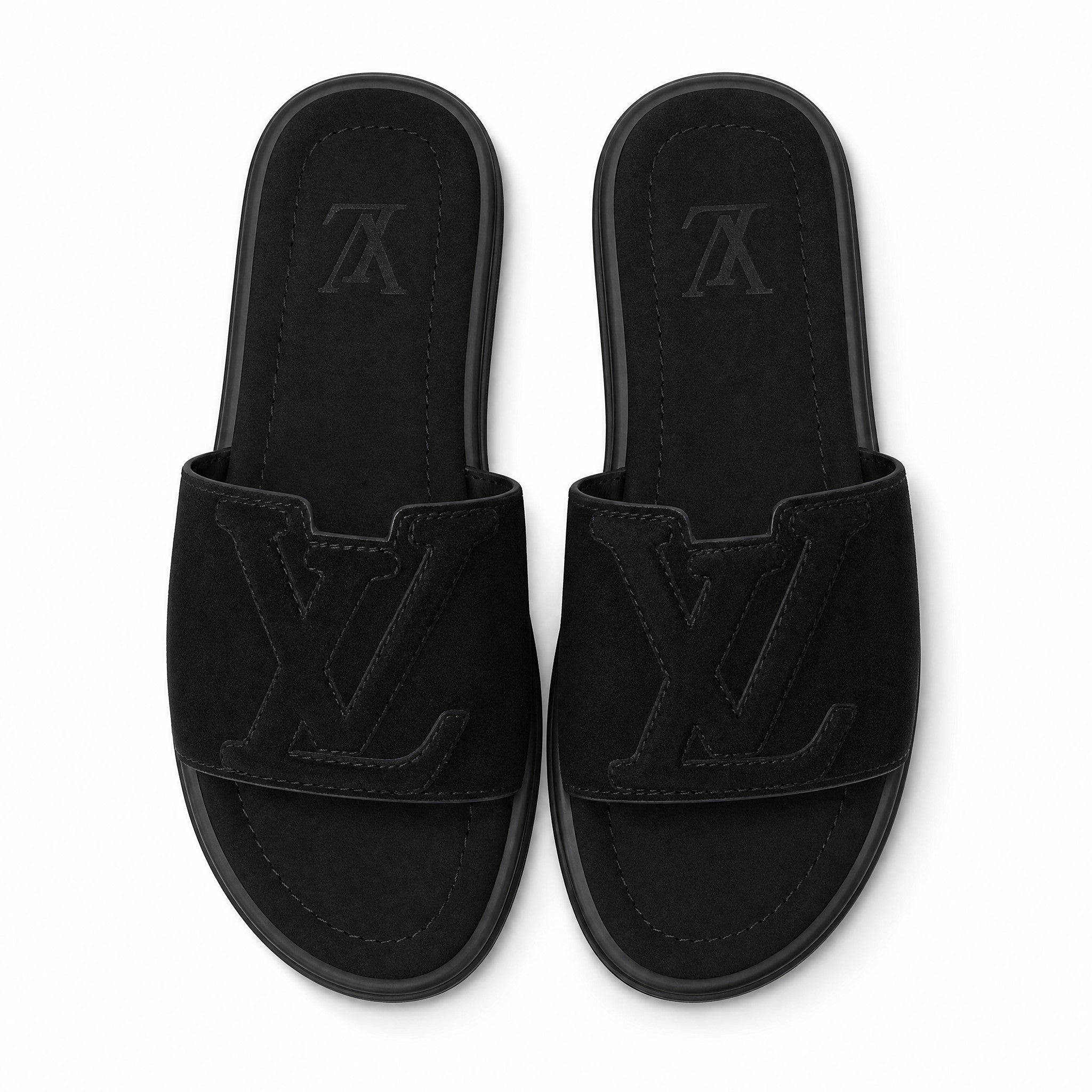 Louis Vuitton Monogram Suede Slides – All Black - MASTERPIECE