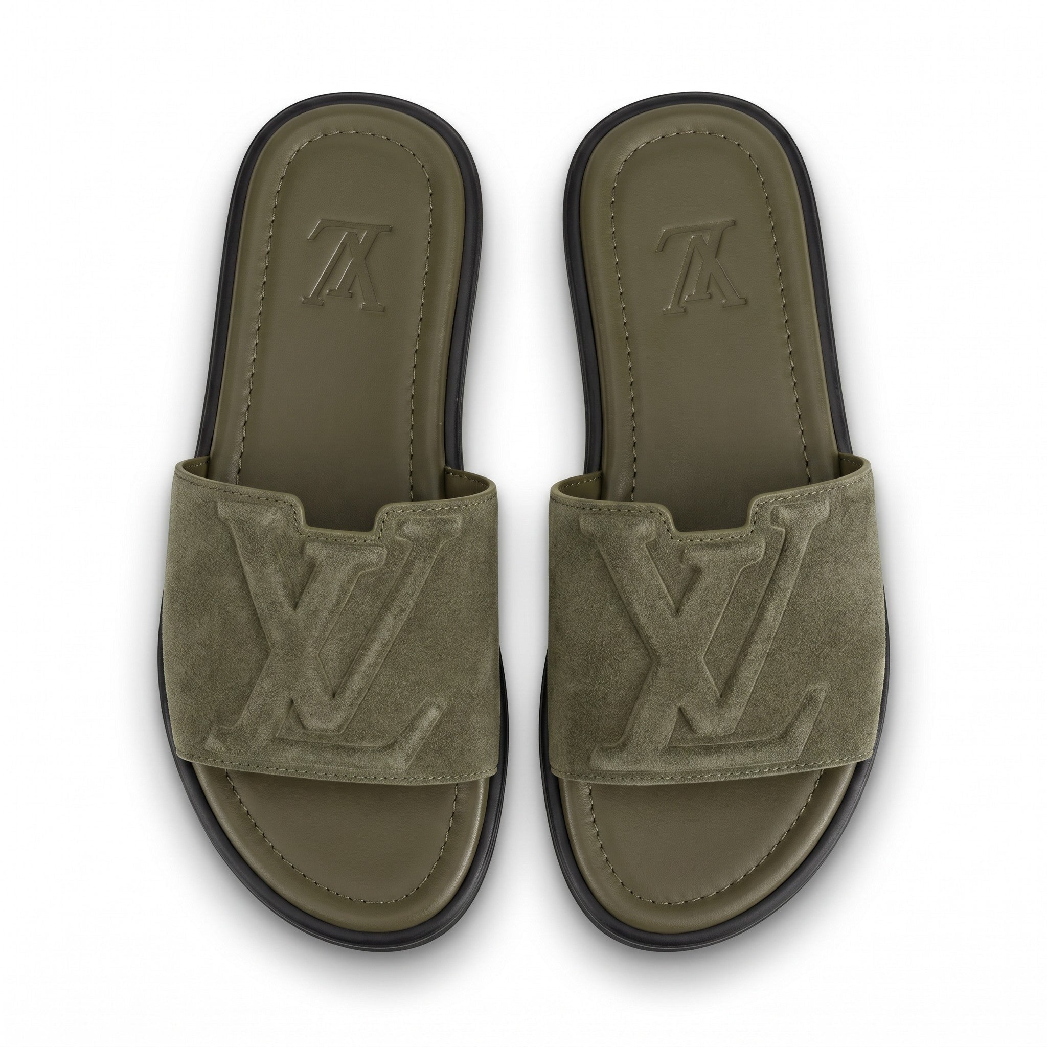 Louis Vuitton Monogram Suede Slides – Olive Green - MASTERPIECE