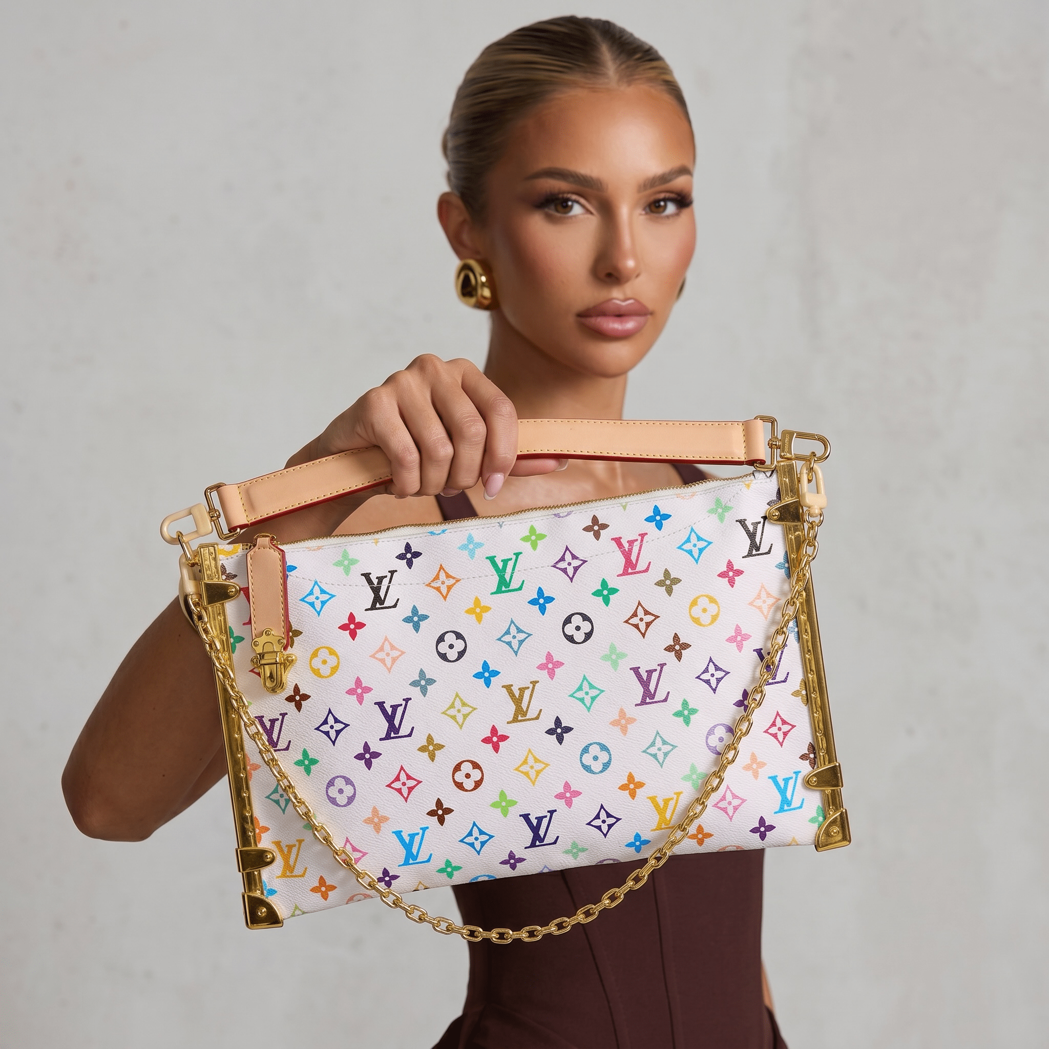 Louis Vuitton Multicolor Monogram Pochette – Limited Edition Chain Clutch 🌈✨ - MASTERPIECE