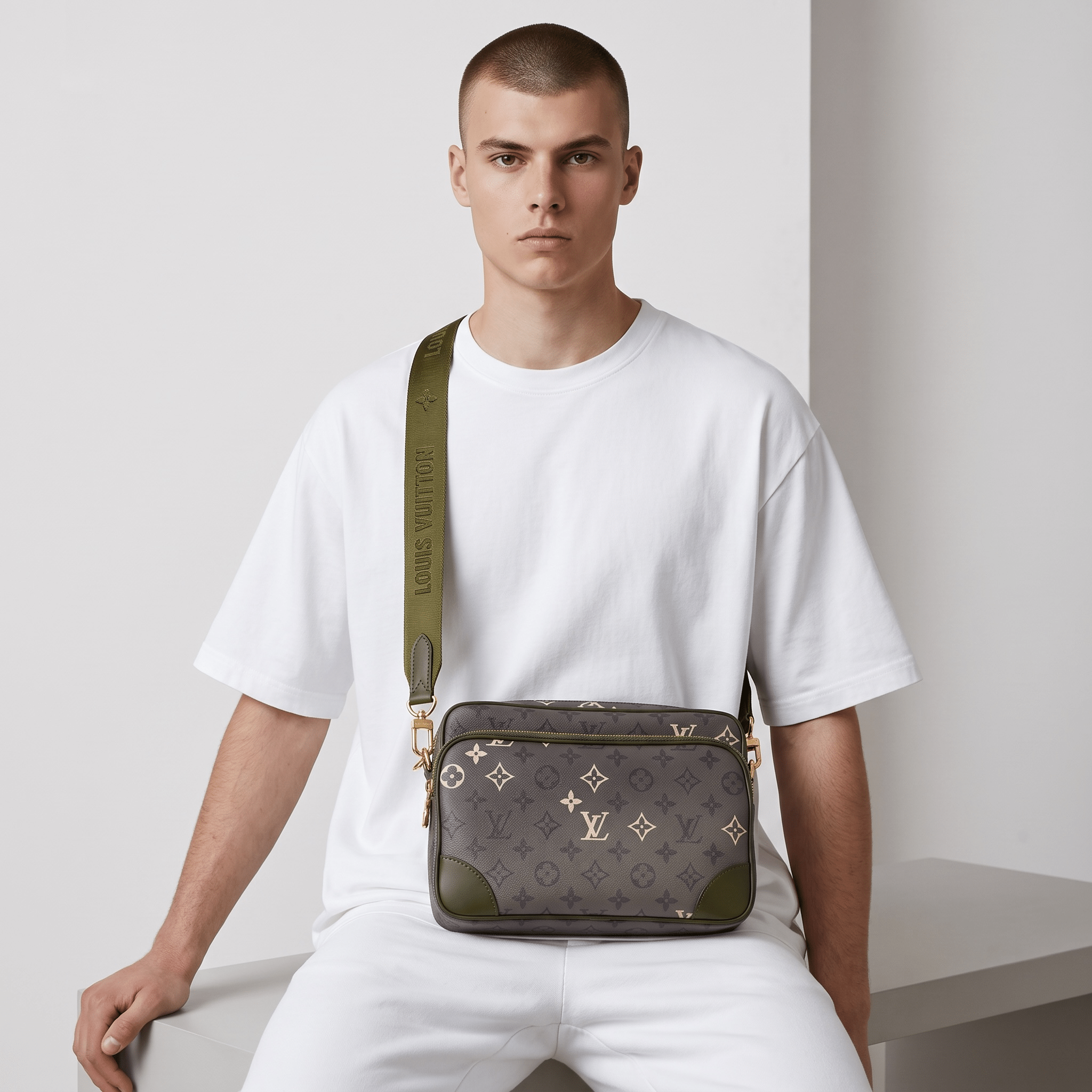 👜✨ Louis Vuitton Outdoor Messenger – Monogram Eclipse Khaki 💚🖤 - MASTERPIECE