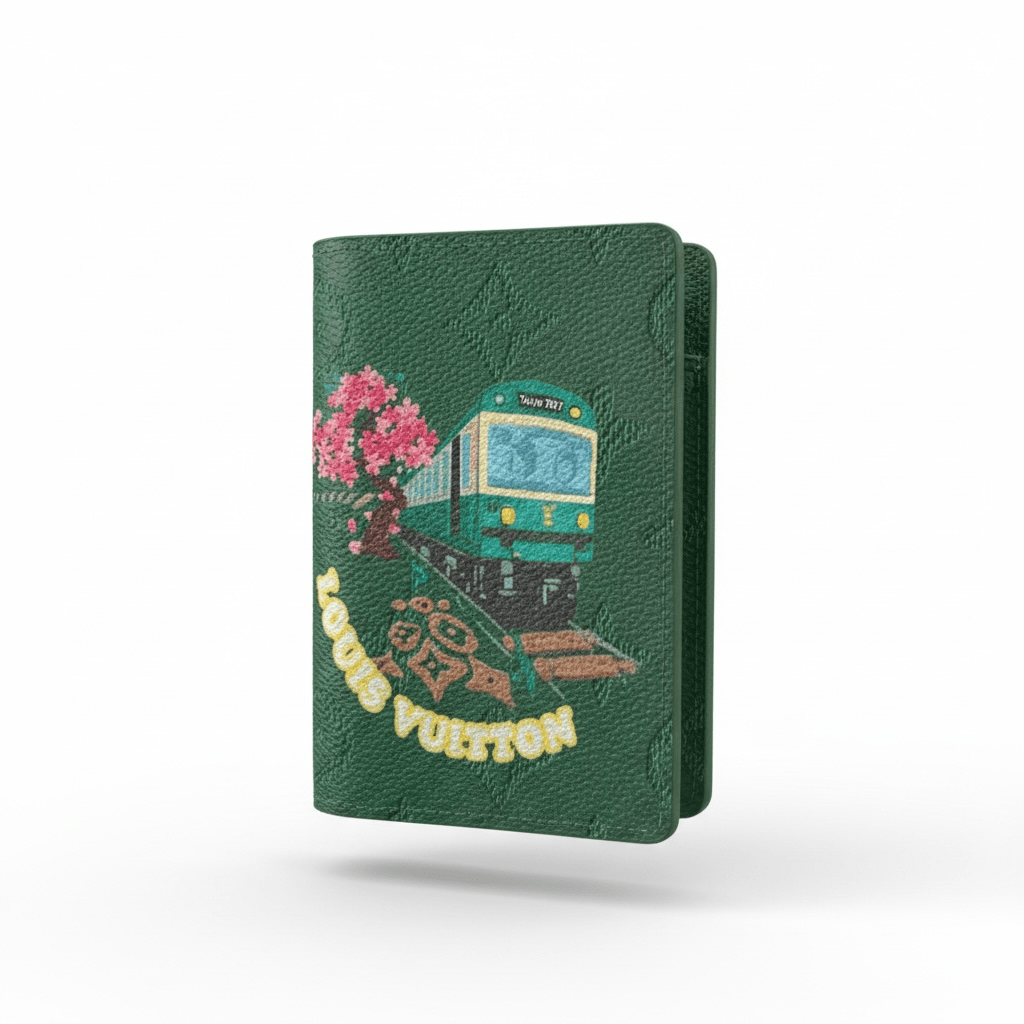 Louis Vuitton Style Green Graphic Passport Holder Wallet 💚✨ - MASTERPIECE