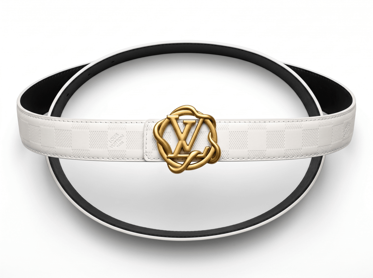 Louis Vuitton White Monogram Belt — Gold - MASTERPIECE