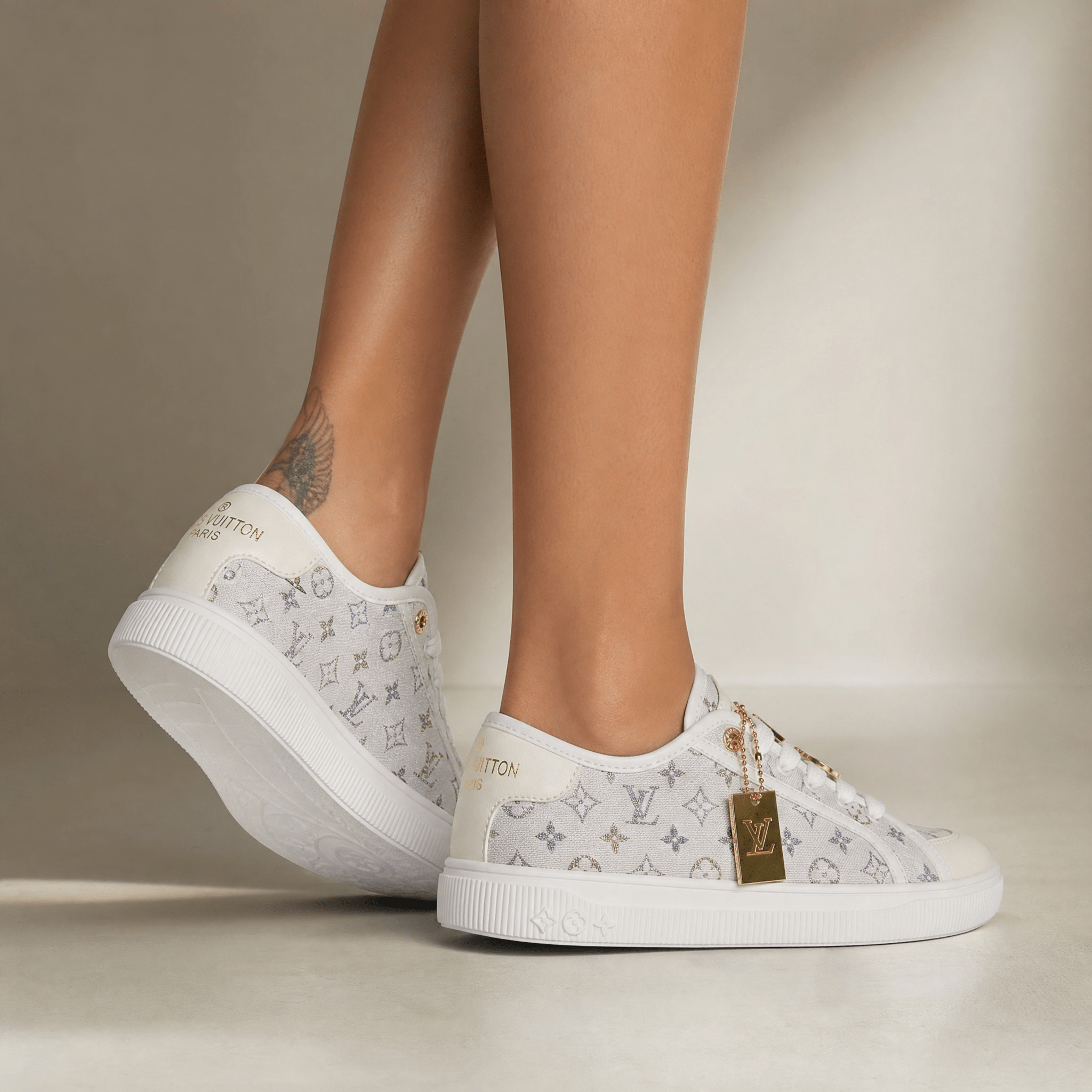 Louis Vuitton White Monogram Lace-Up Sneakers 🤍✨ - MASTERPIECE