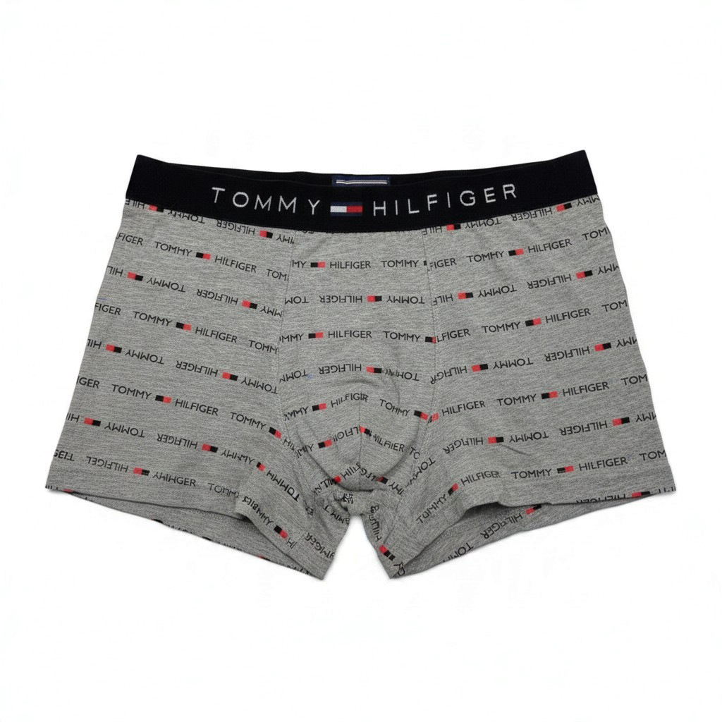 MASTERPIECE Tommy Hilfiger grey stretch cotton boxer brief with all-over logo print and branded elastic waistband