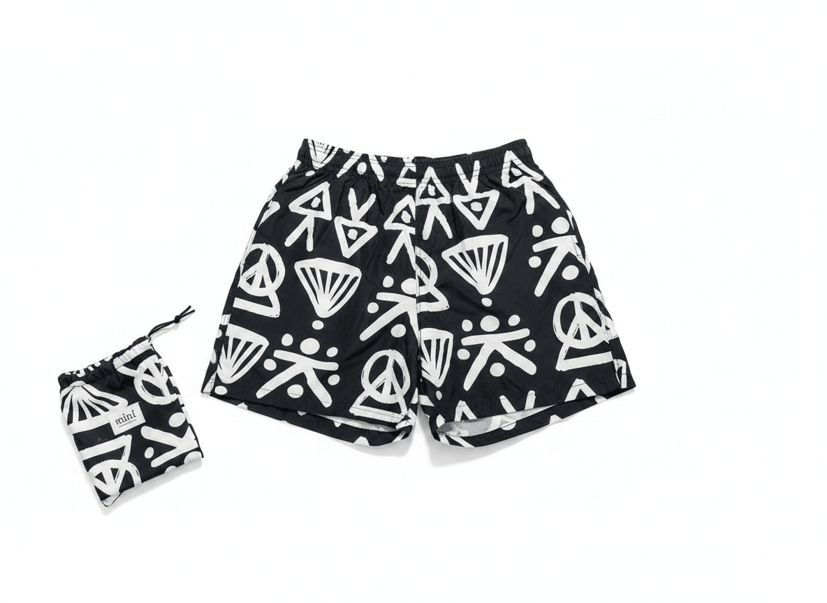 Mini Abstract Print Swim Shorts 🖤⚡ - MASTERPIECE