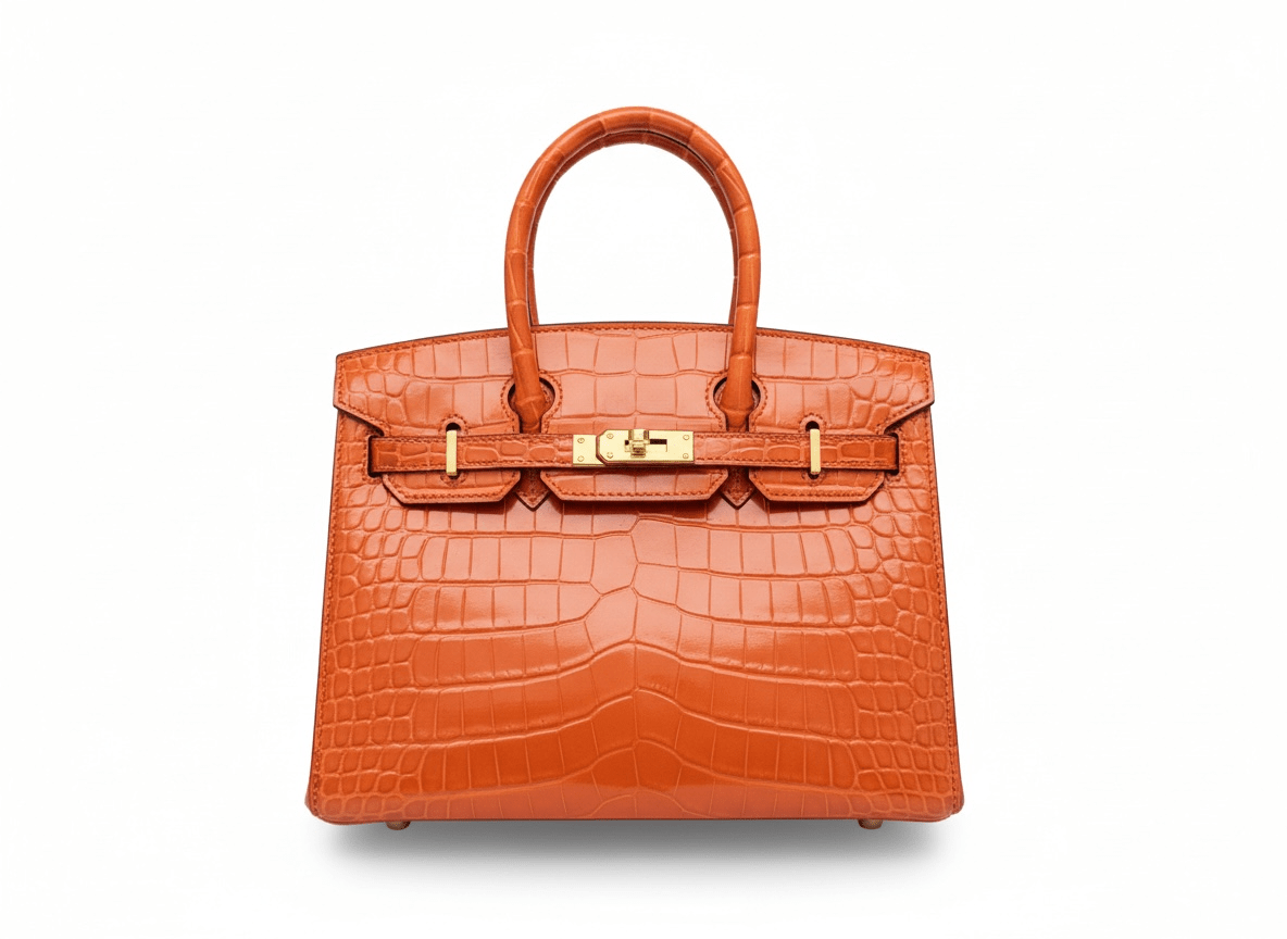 Mini Croc-Embossed Orange Birkin Style Bag 🧡✨ | Bold Statement Luxury - MASTERPIECE