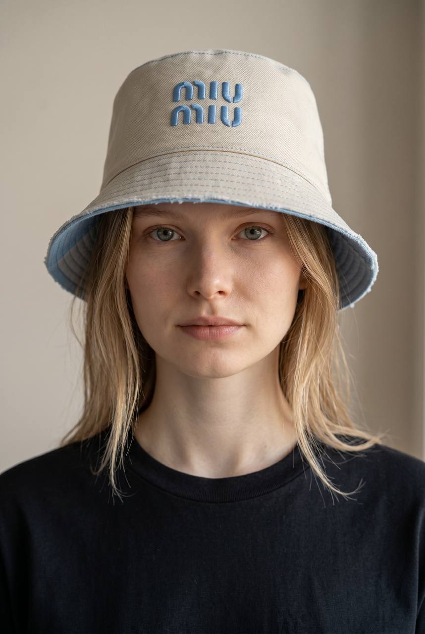 🧢 Miu Miu Beige & Blue Bucket Hat | Soft Minimal Luxury Look 💙 - MASTERPIECE