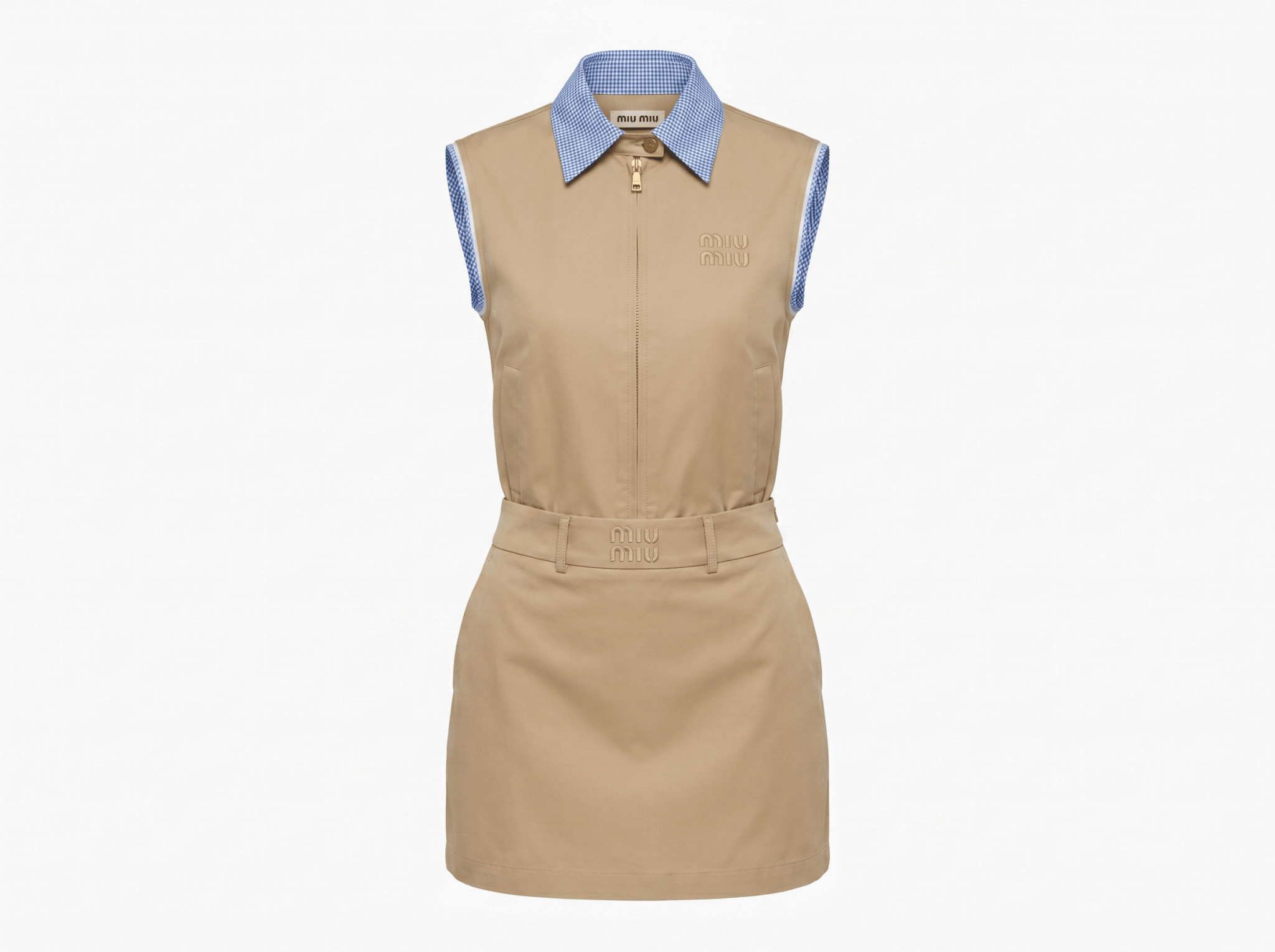 🤎 Miu Miu Beige Sleeveless Zip Two-Piece Set ✨ - MASTERPIECE