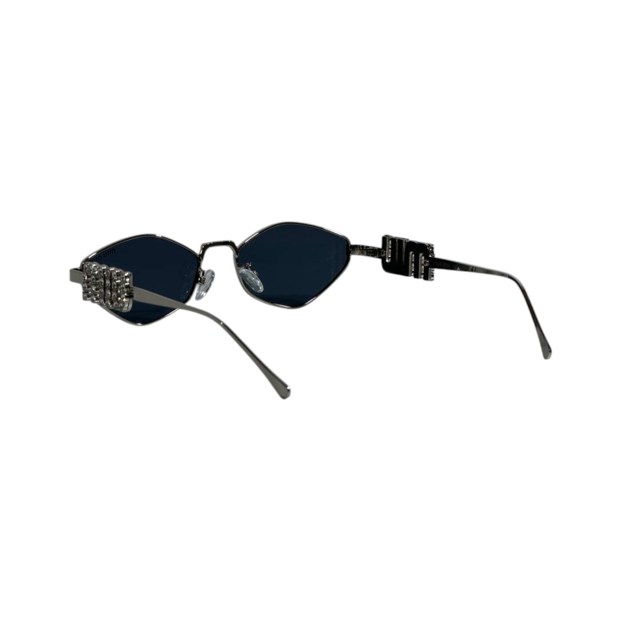 Miu Miu Crystal - Embellished Cat - Eye Sunglasses 🕶️ | Silver Frame Luxury Eyewear - MASTERPIECE