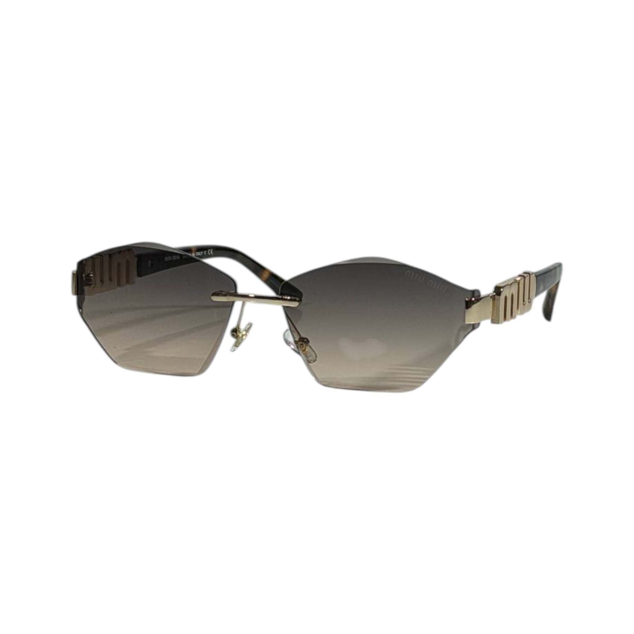 Miu Miu Luxe Rimless Gold Geometric Sunglasses ✨🤎 Bold Designer Statement Eyewear - MASTERPIECE