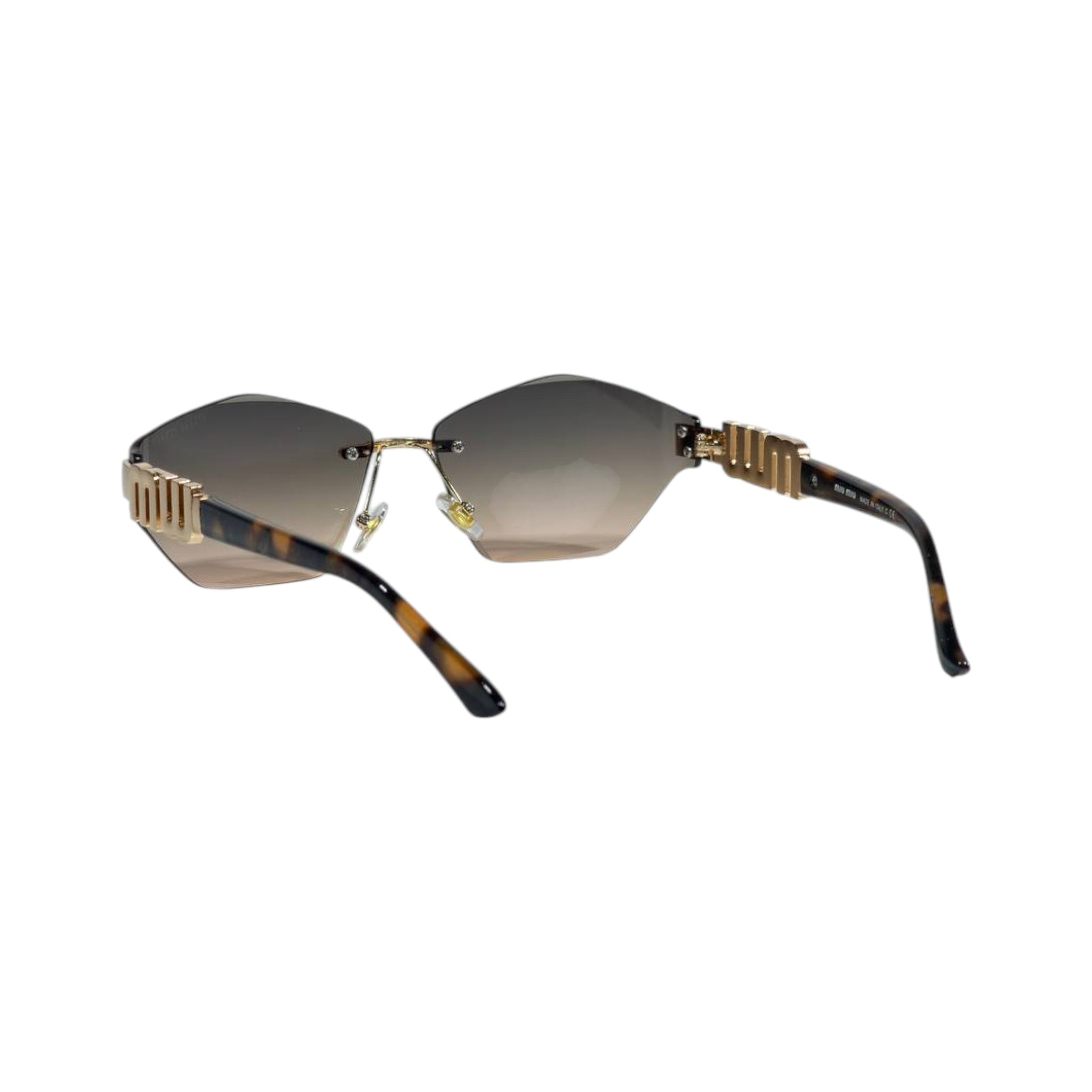 Miu Miu Luxe Rimless Gold Geometric Sunglasses ✨🤎 Bold Designer Statement Eyewear - MASTERPIECE