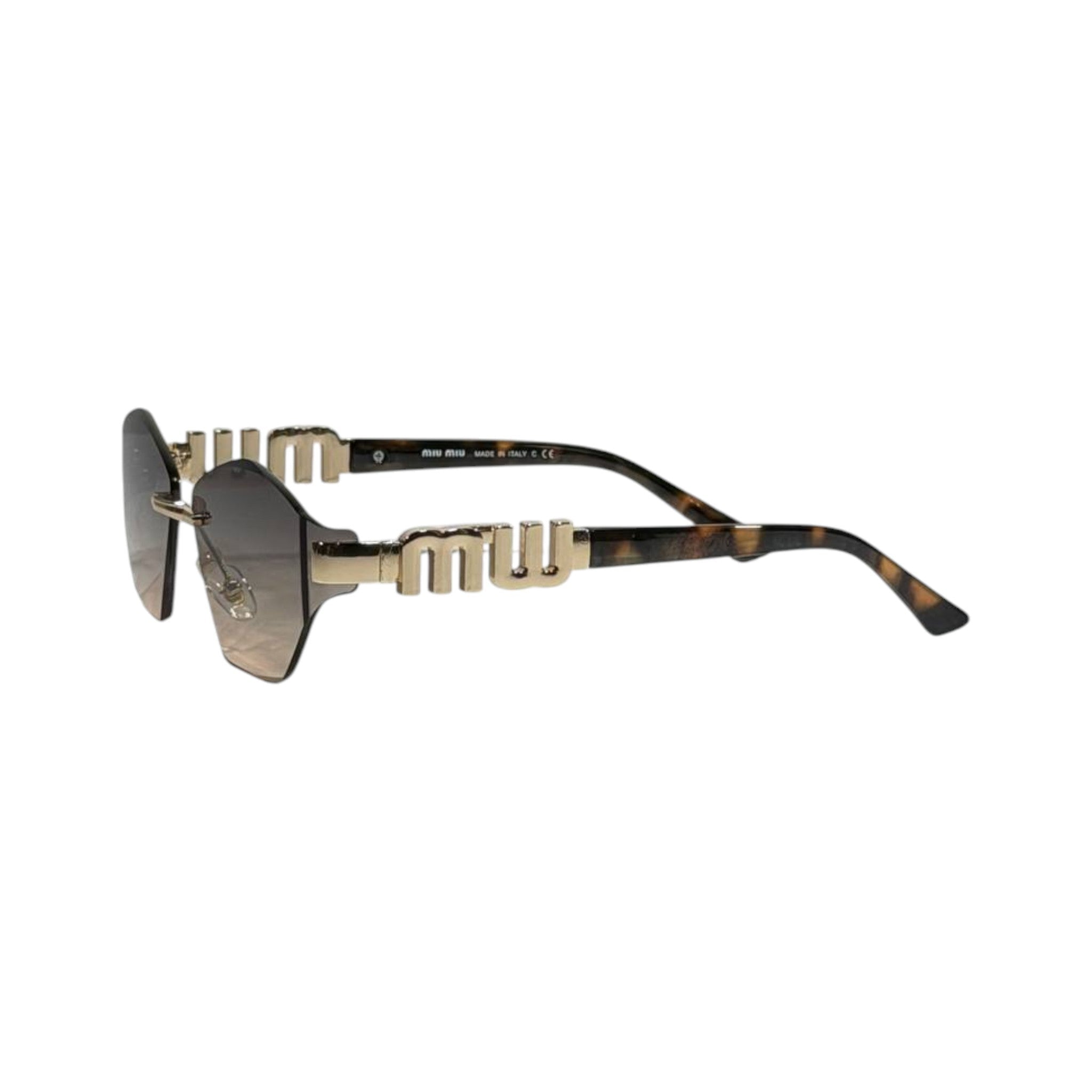 Miu Miu Luxe Rimless Gold Geometric Sunglasses ✨🤎 Bold Designer Statement Eyewear - MASTERPIECE