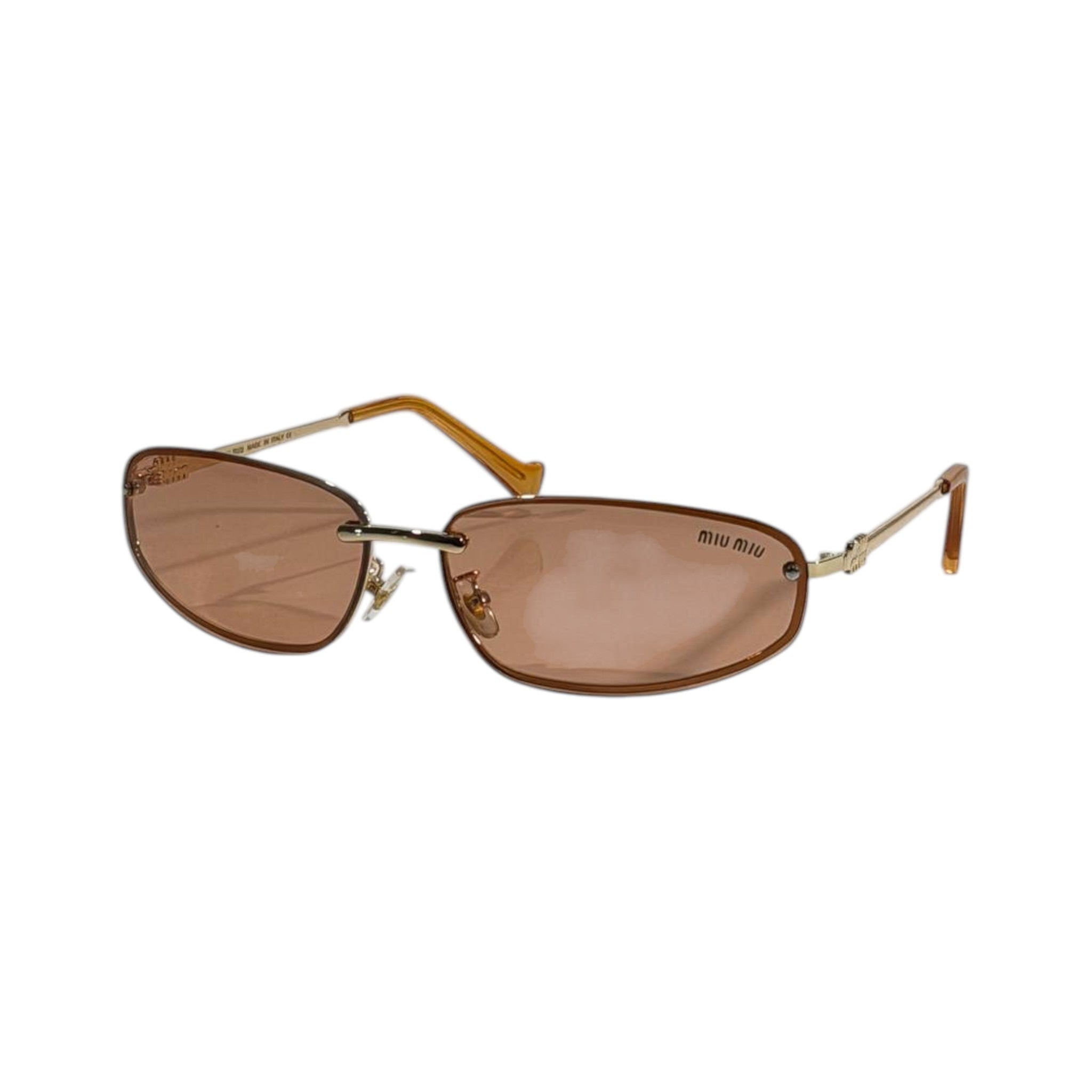 ✨ Miu Miu Rectangular Sunglasses | Gold Frame & Warm Brown Lenses 🤎 - MASTERPIECE