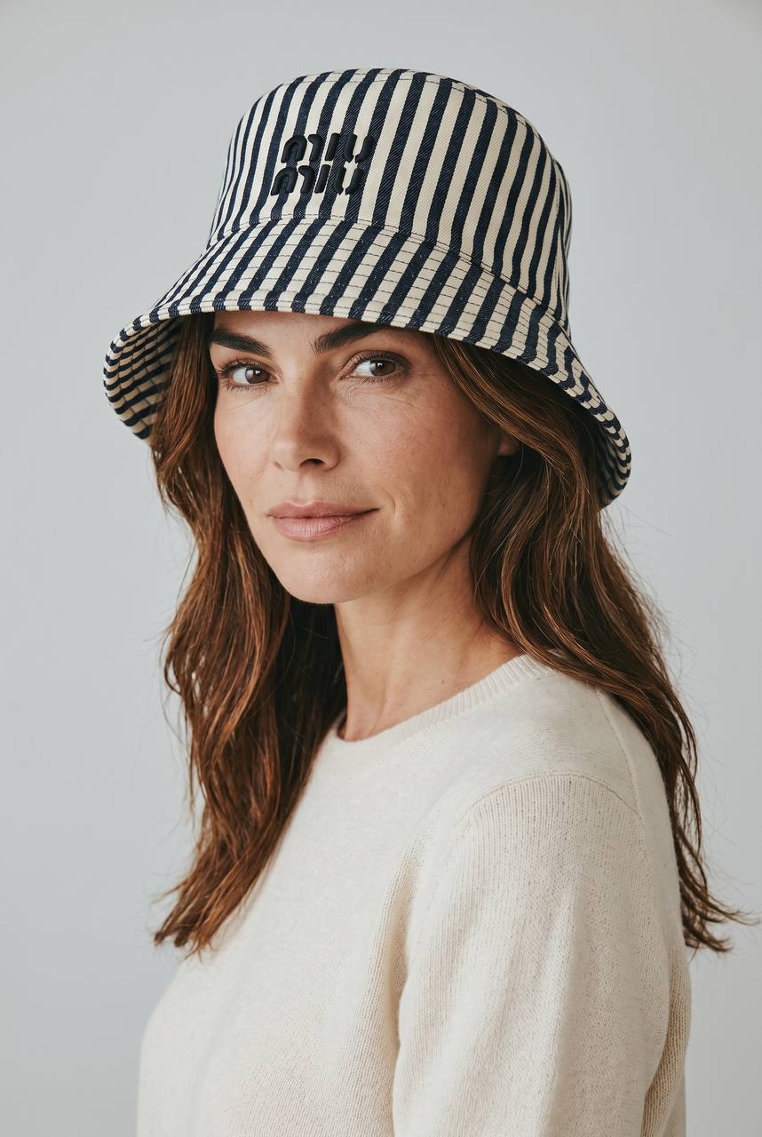 🧢 Miu Miu Reversible Bucket Hat | Double - Face Beige & Striped Luxury Style 🔄✨ - MASTERPIECE