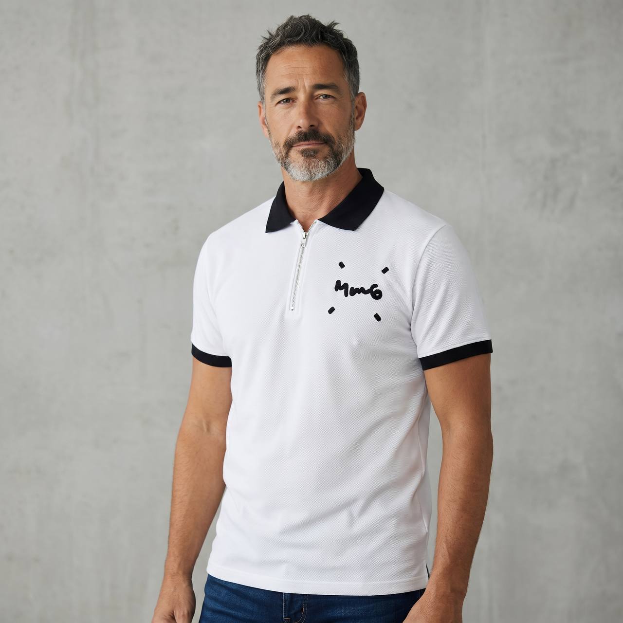 MM6 Maison Margiela Zip Polo Shirt – White & Black Edition 🤍🖤 - MASTERPIECE