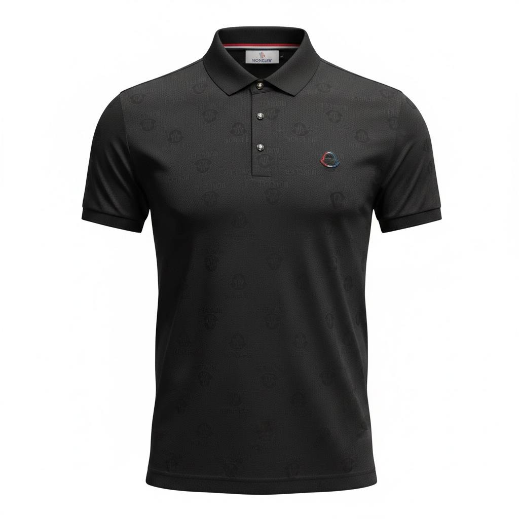 🖤 Moncler Style Black Polo – Tonal Logo Luxury Essential 👕🔥 - MASTERPIECE
